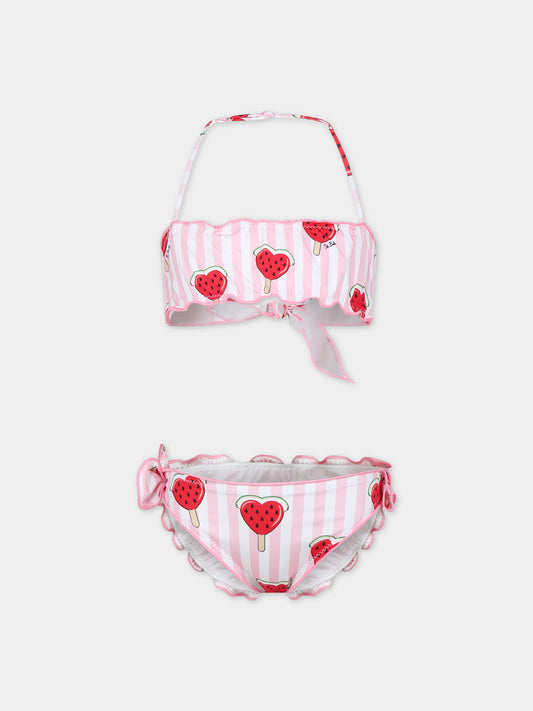 Bikini rosa per bambina con fragole e cuori,Mc2 Saint Barth,EMY0001 00726F