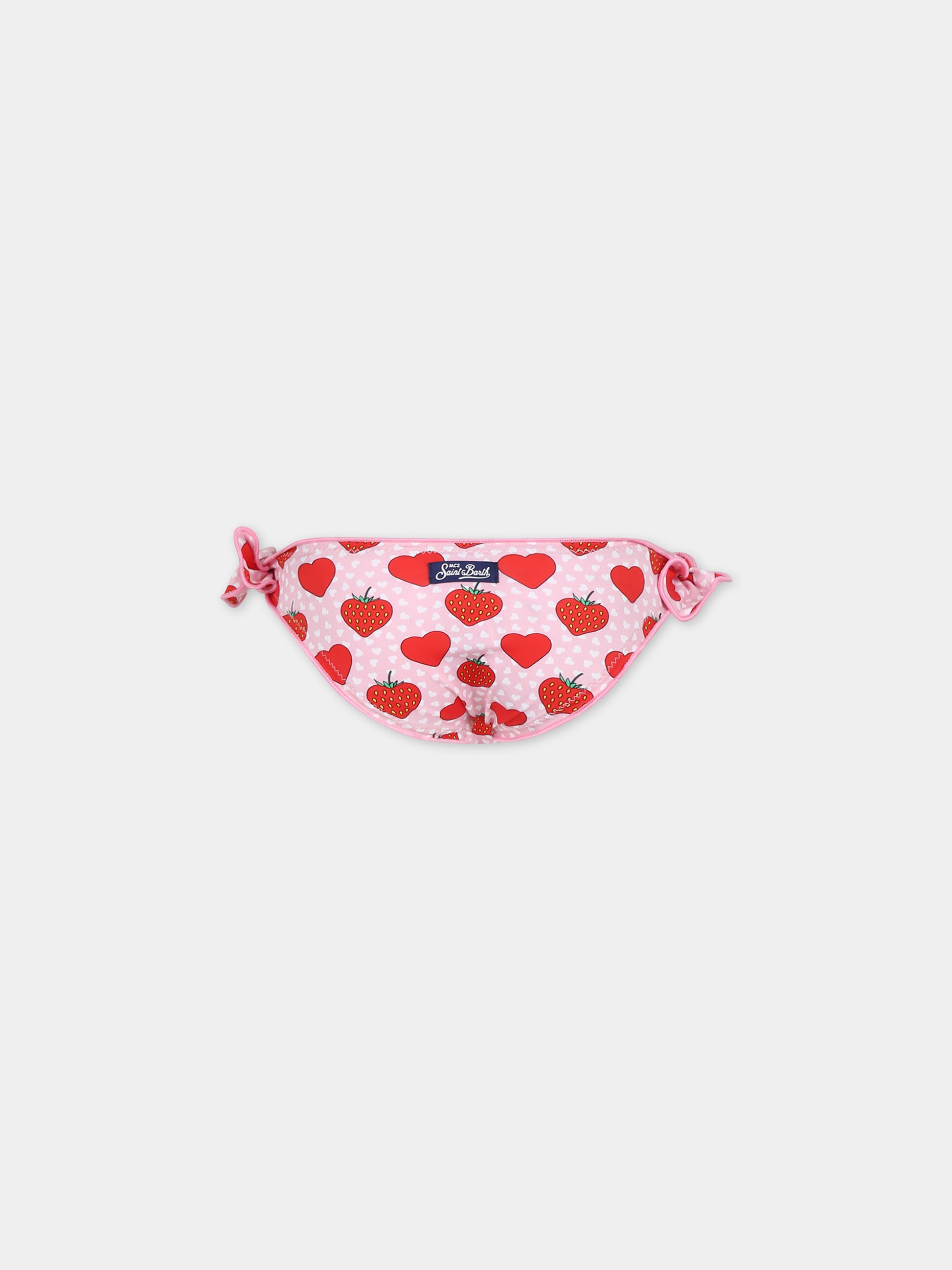 Slip mare rosa per bambina con fragole e cuori,Mc2 Saint Barth,CRIC001 00543F