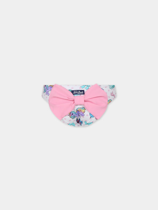 Slip mare bianco per bambina con fiocco e unicorni,Mc2 Saint Barth,MAD0001 03037F
