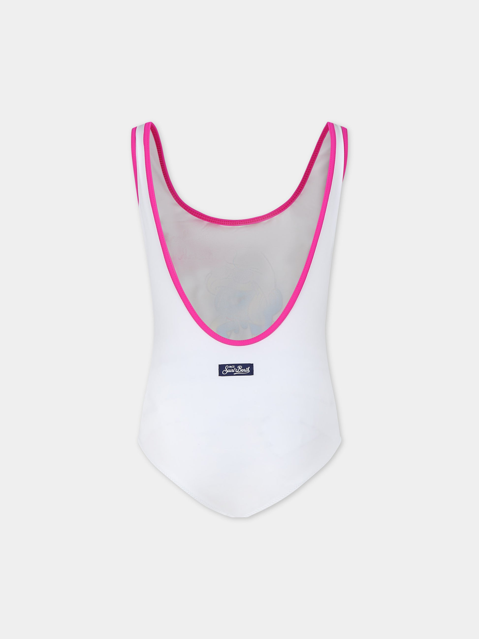 Costume intero bianco per bambina con Puffetta,Mc2 Saint Barth,CARA003 03025F