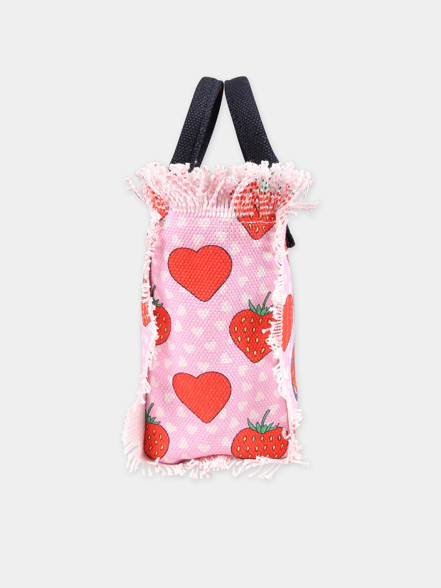 Borsa rosa per bambina con fragole e logo,Mc2 Saint Barth,VAMI001 00543F