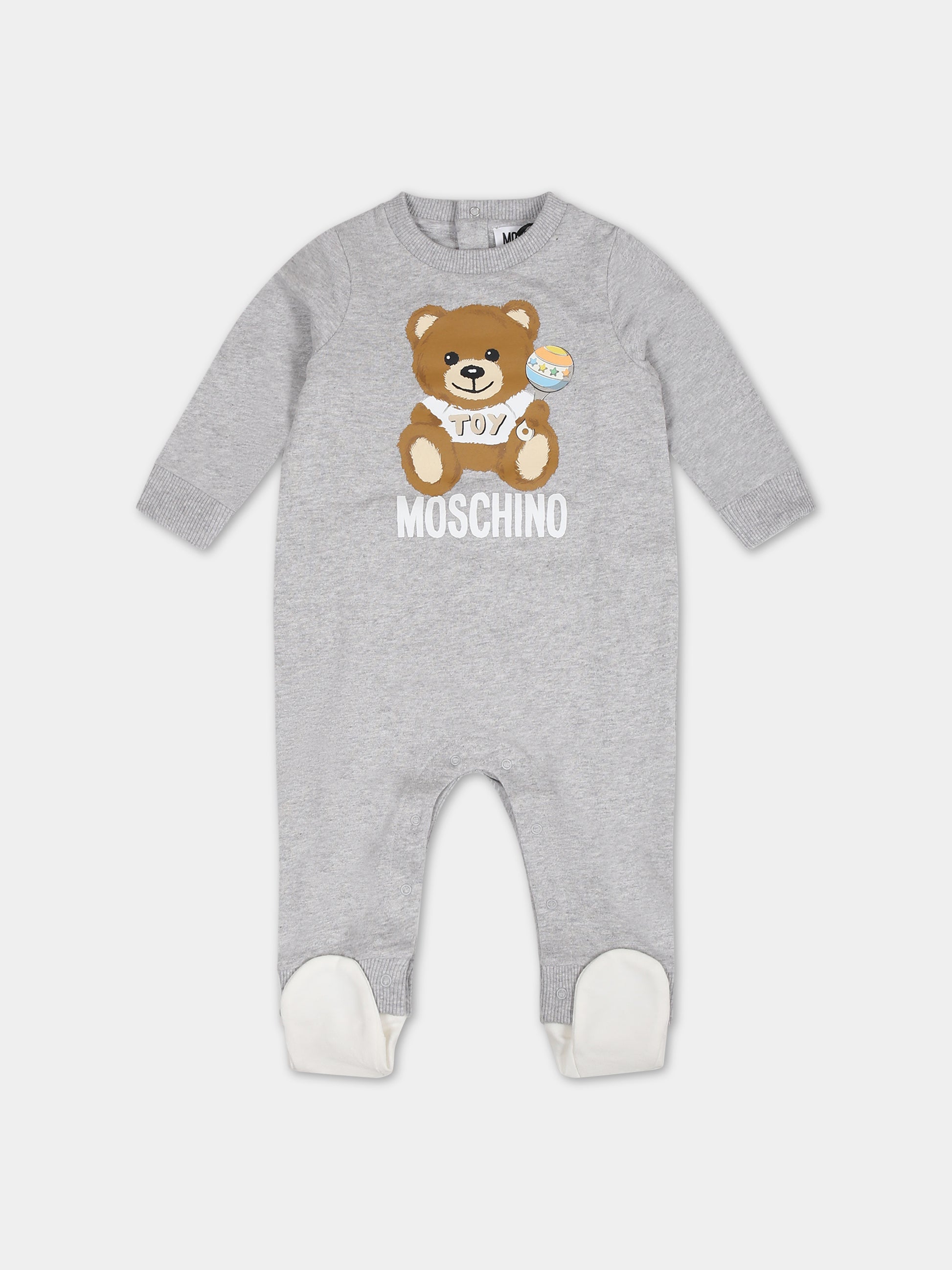 Tutina grigia per neonati con Teddy Bear,Moschino Kids,MNY03X LCA19 60926
