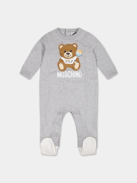 Tutina grigia per neonati con Teddy Bear,Moschino Kids,MNY03X LCA19 60926