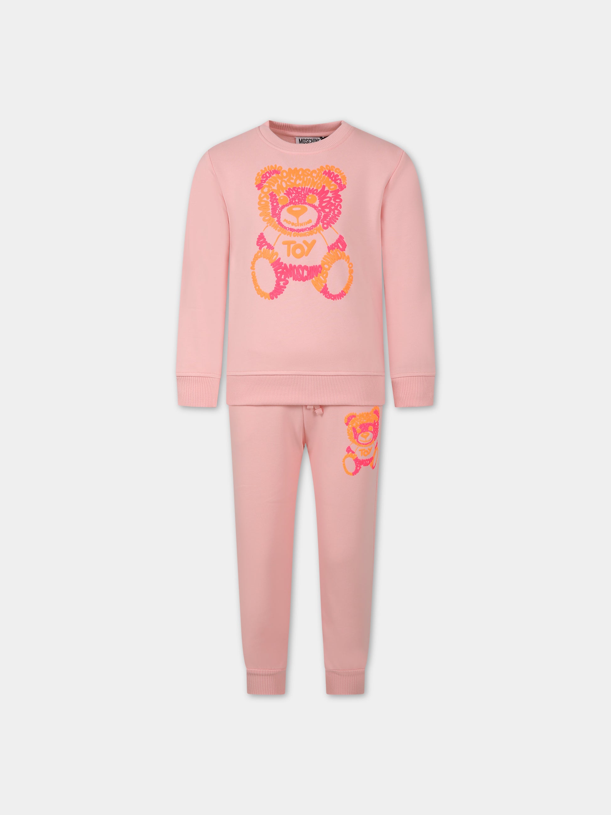 Completo rosa per bambina con stampa Teddy Bear,Moschino Kids,HUK039 LCA32 50209
