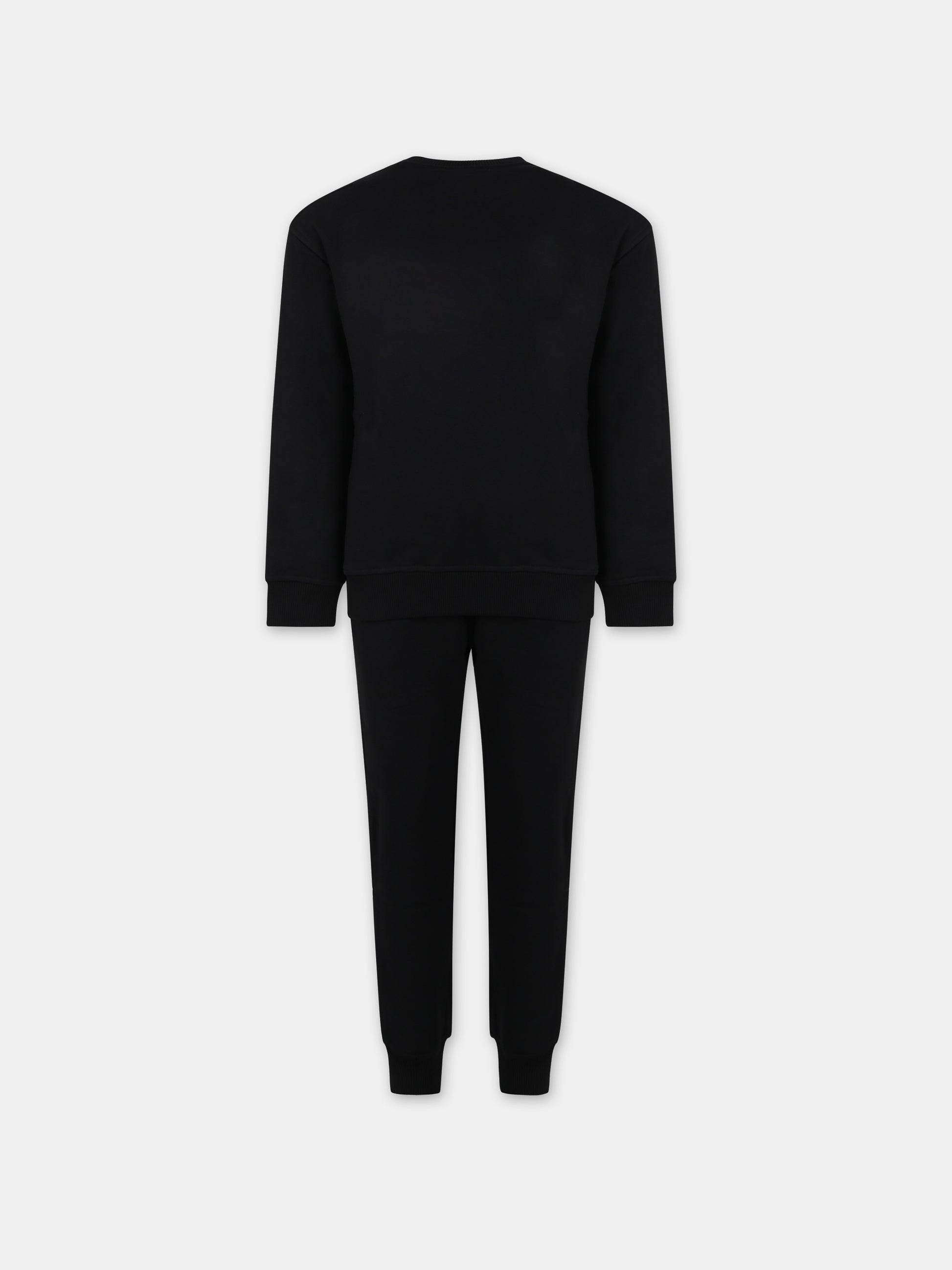 Completo nero per bambino con logo e smile,Moschino Kids,HUK03C LCA32 60100