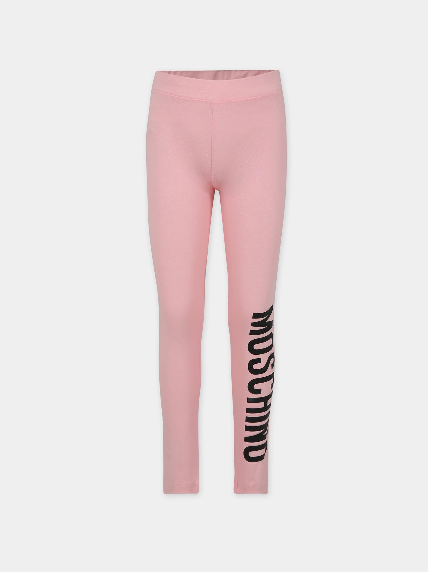 Leggings rosa per bambina con logo,Moschino Kids,H4P047 LBA00 50209