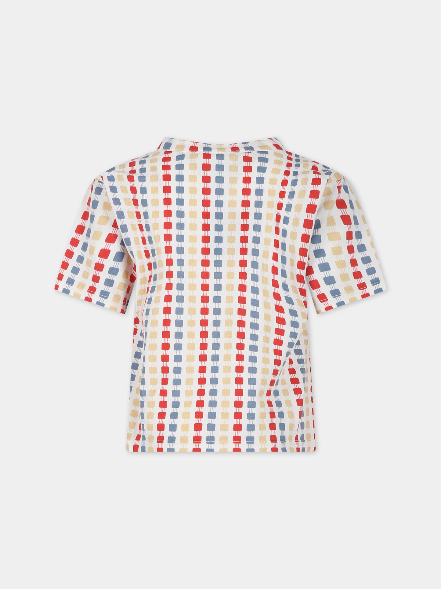 T-shirt avorio per bambini con logo e motivo geometrico,Coco Au Lait,16COCO S004