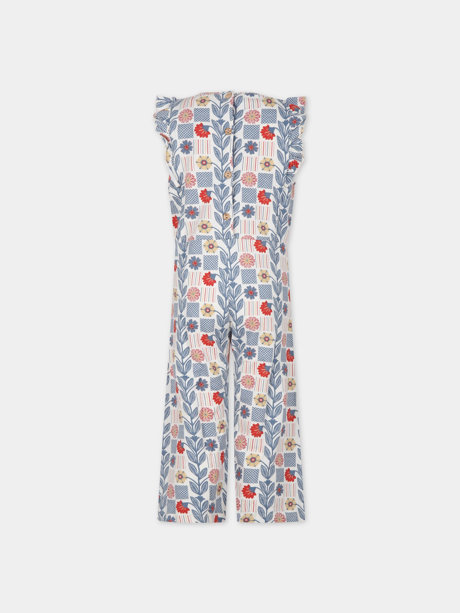 Jumpsuit bianca per bambina con stampa fiori,Coco Au Lait,16COCO S017