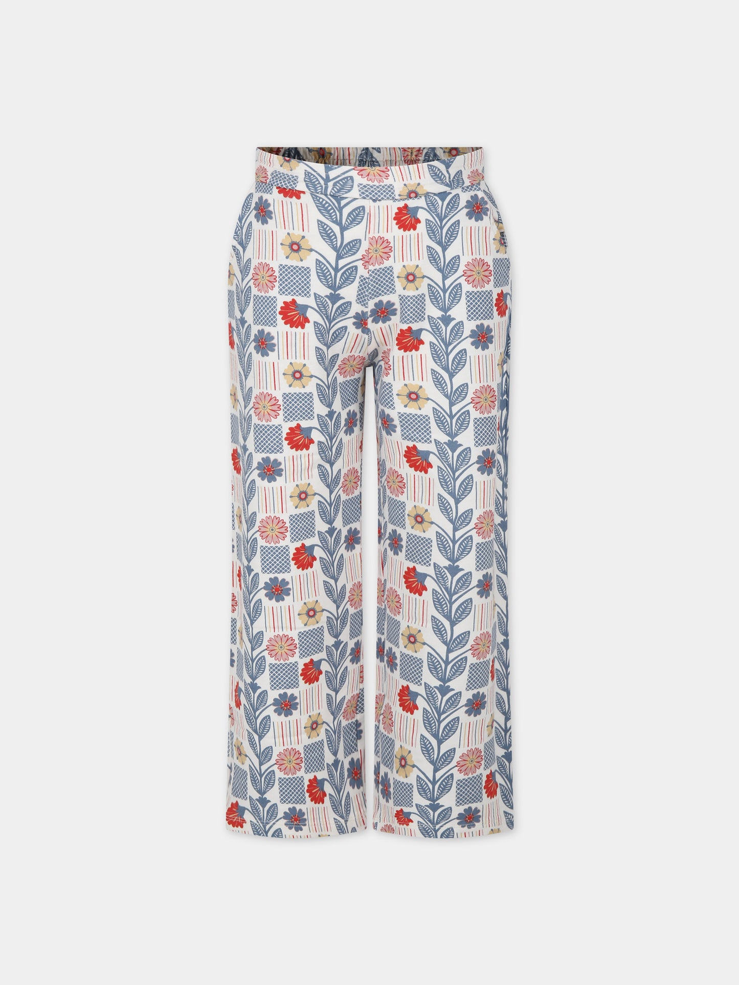 Pantaloni bianchi per bambina con stampa fiori,Coco Au Lait,16COCO S019