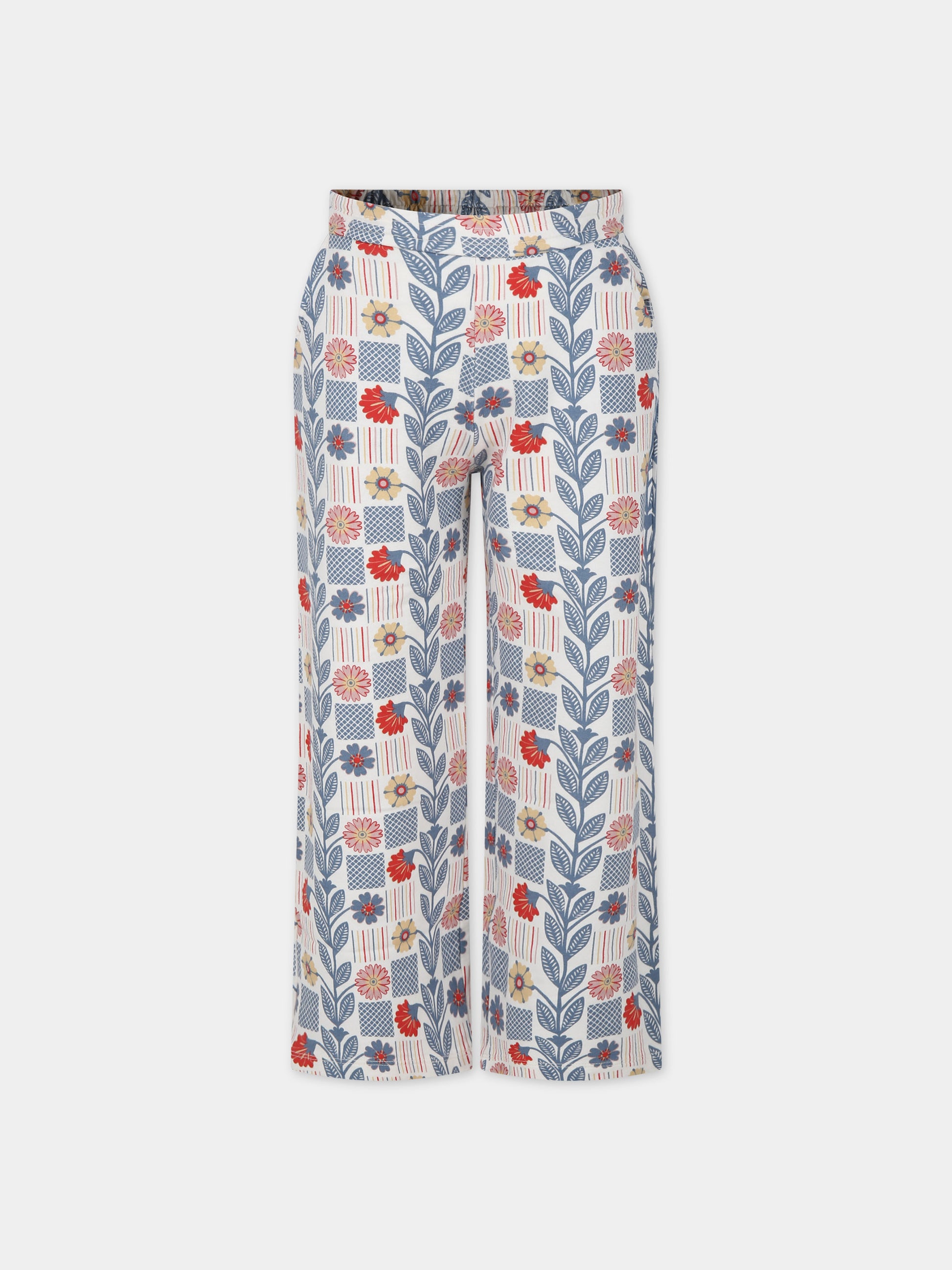 Pantaloni bianchi per bambina con stampa fiori,Coco Au Lait,16COCO S019