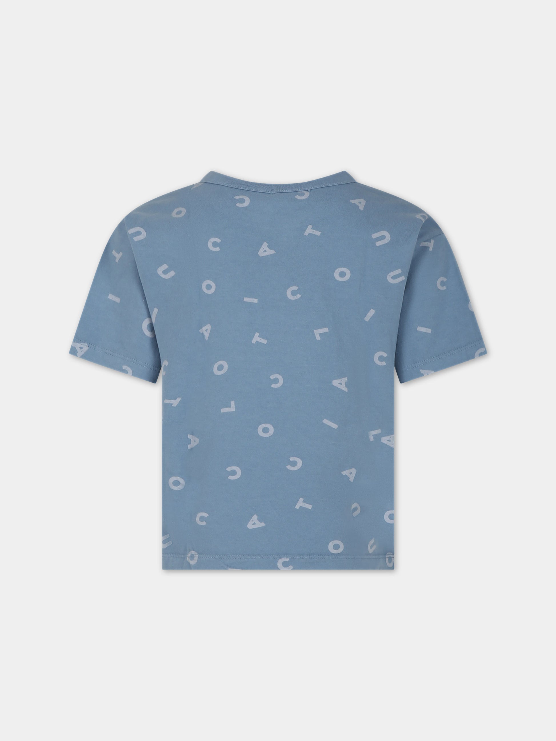 T-shirt celeste per bambini con logo,Coco Au Lait,16COCO S036