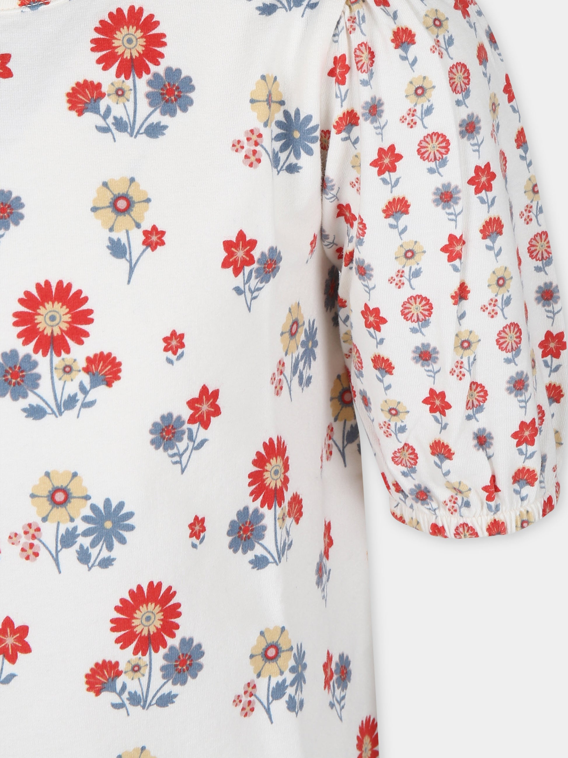 Top avorio per bambina con stampa fiori,Coco Au Lait,16COCO S046