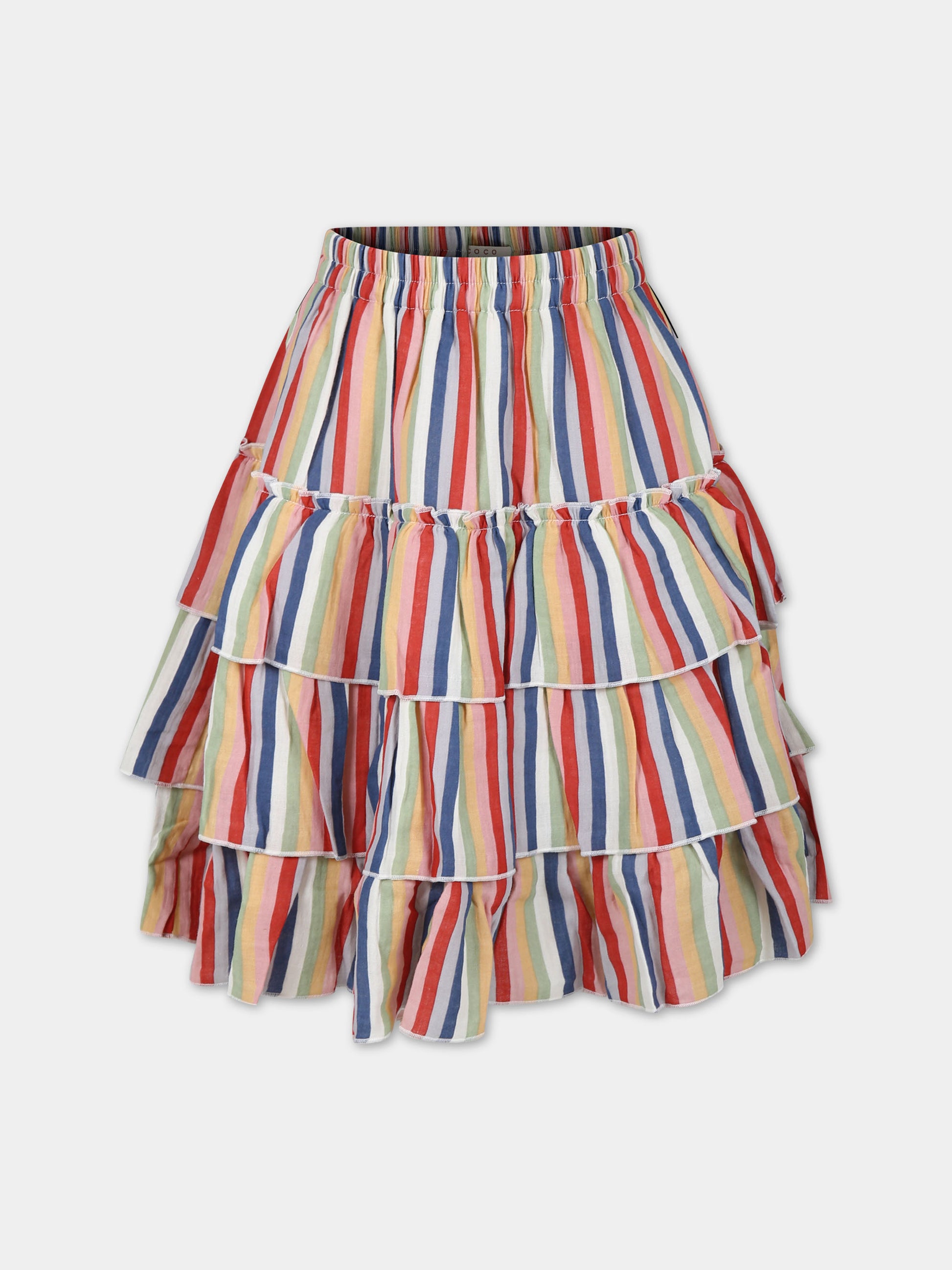 Gonna multicolor per bambina con motivo a righe,Coco Au Lait,16COCO S054