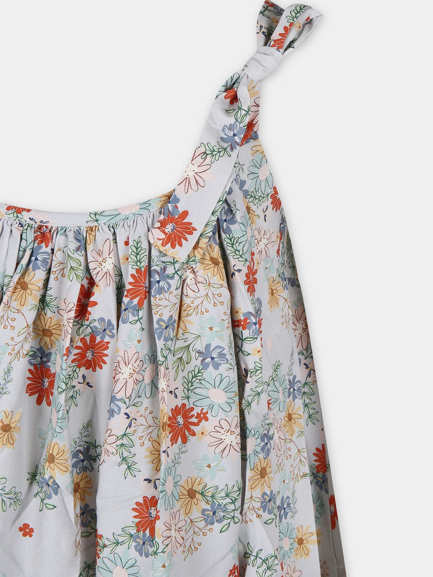 Vestito celeste per bambina con stampa fiori,Coco Au Lait,16COCO S103