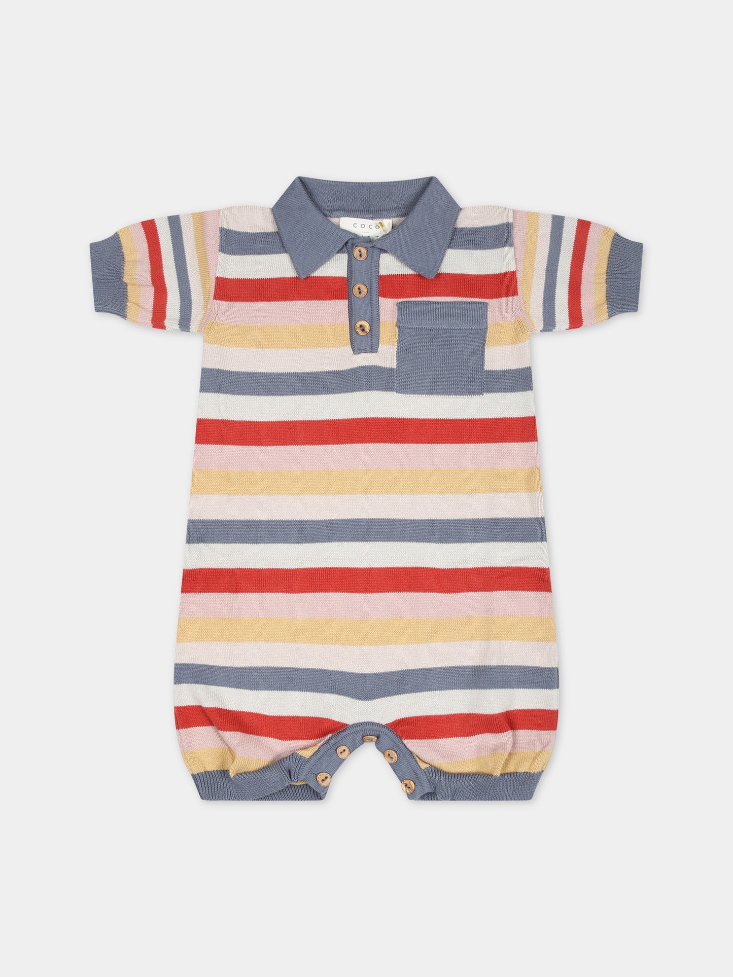 Pagliaccetto multicolor per neonato con motivo a righe,Coco Au Lait,16COCO S117
