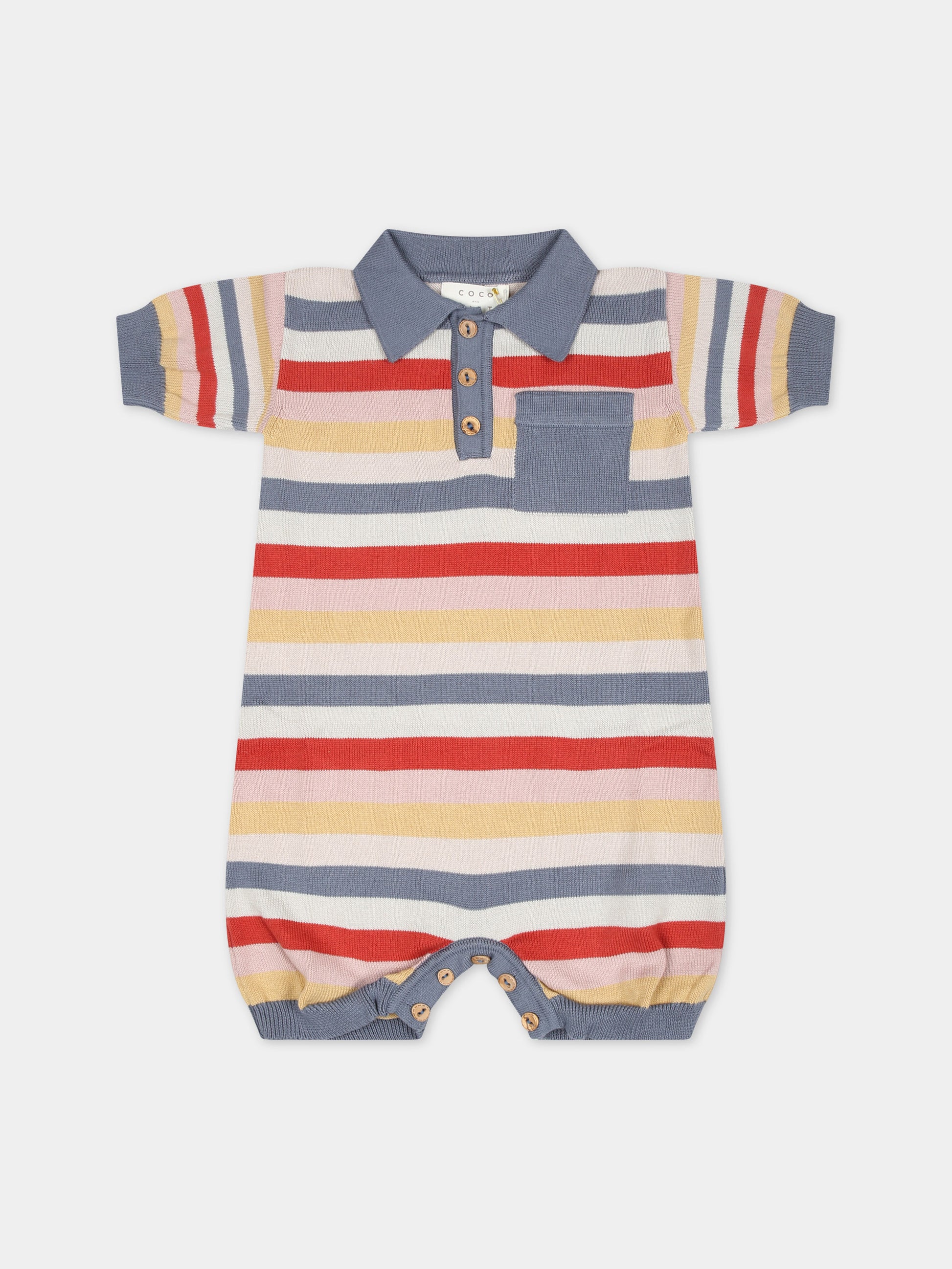 Pagliaccetto multicolor per neonato con motivo a righe,Coco Au Lait,16COCO S117