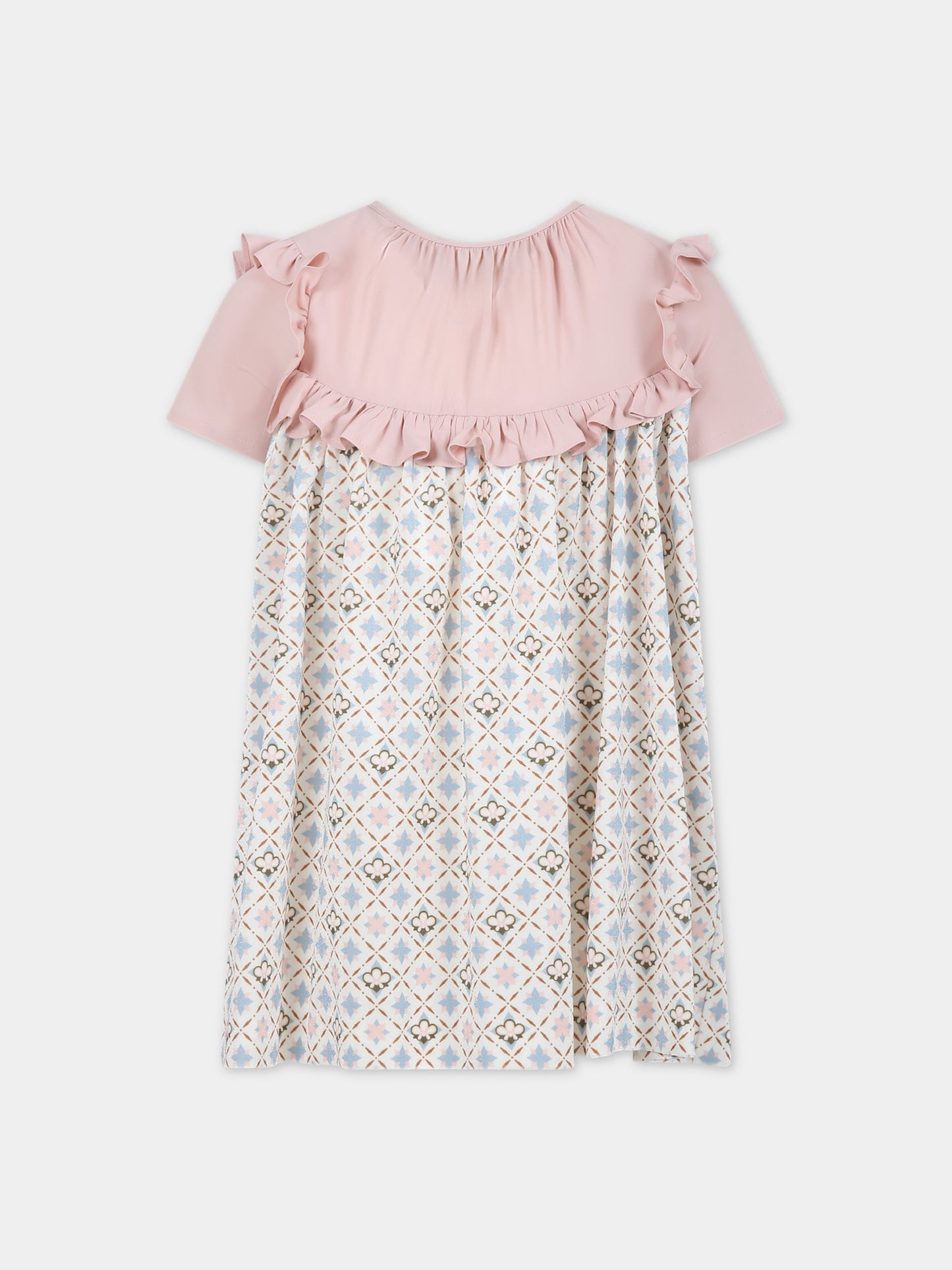 Vestito bianco per bambina con stampa floreale,Simonetta,ST1B81 V0107 101CE