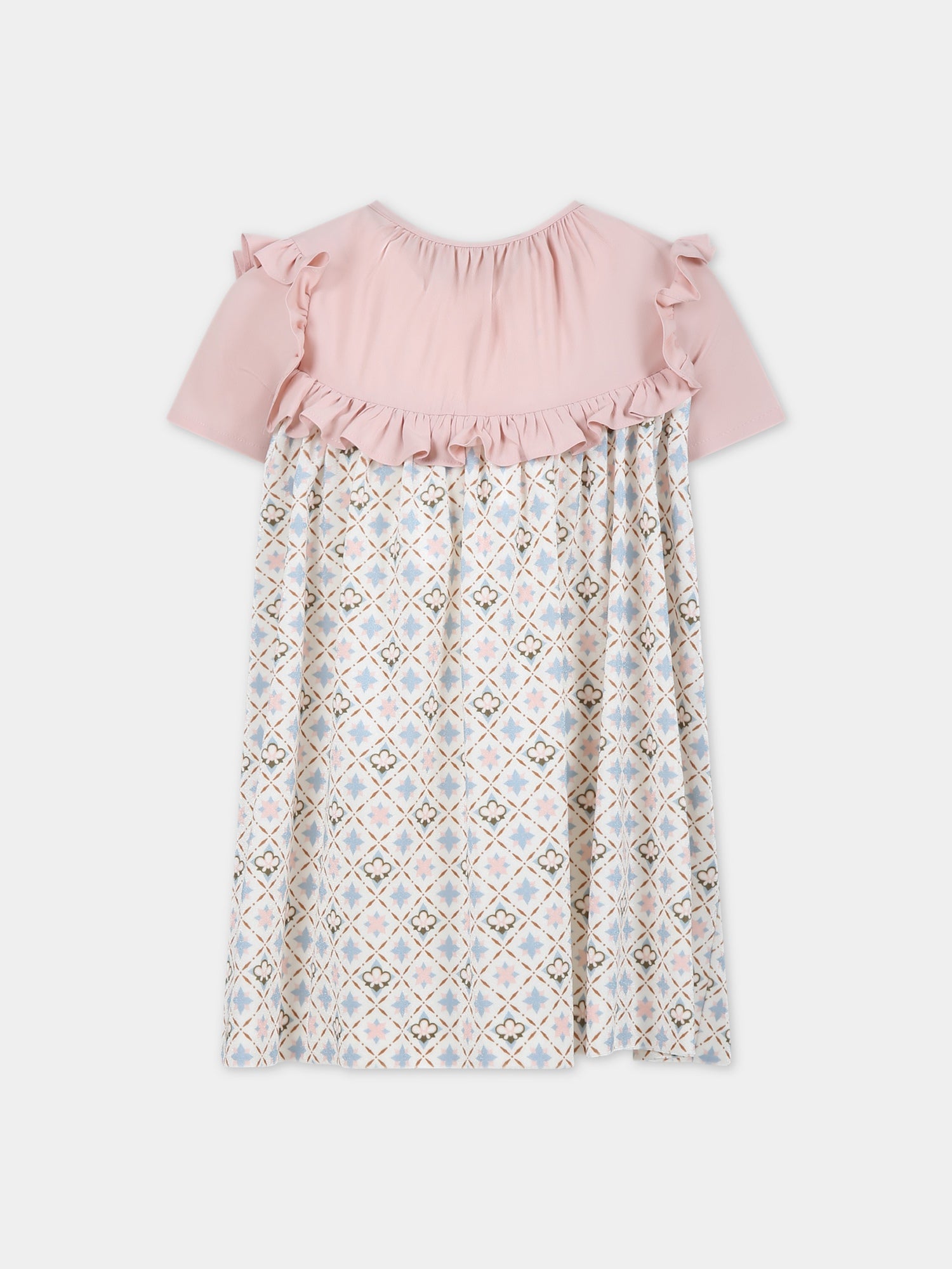 Vestito bianco per bambina con stampa floreale,Simonetta,ST1B81 V0107 101CE