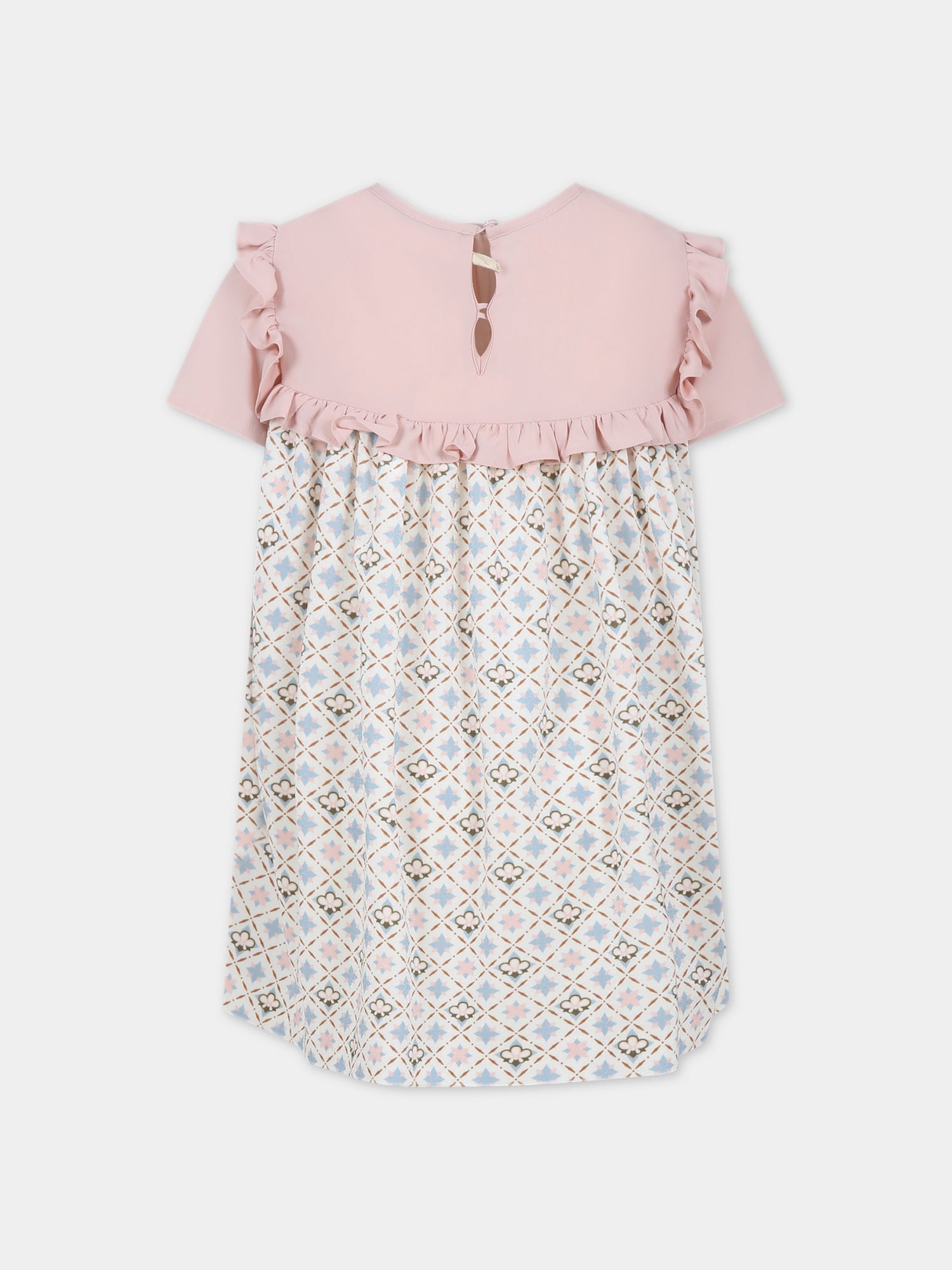 Vestito bianco per bambina con stampa floreale,Simonetta,ST1B81 V0107 101CE