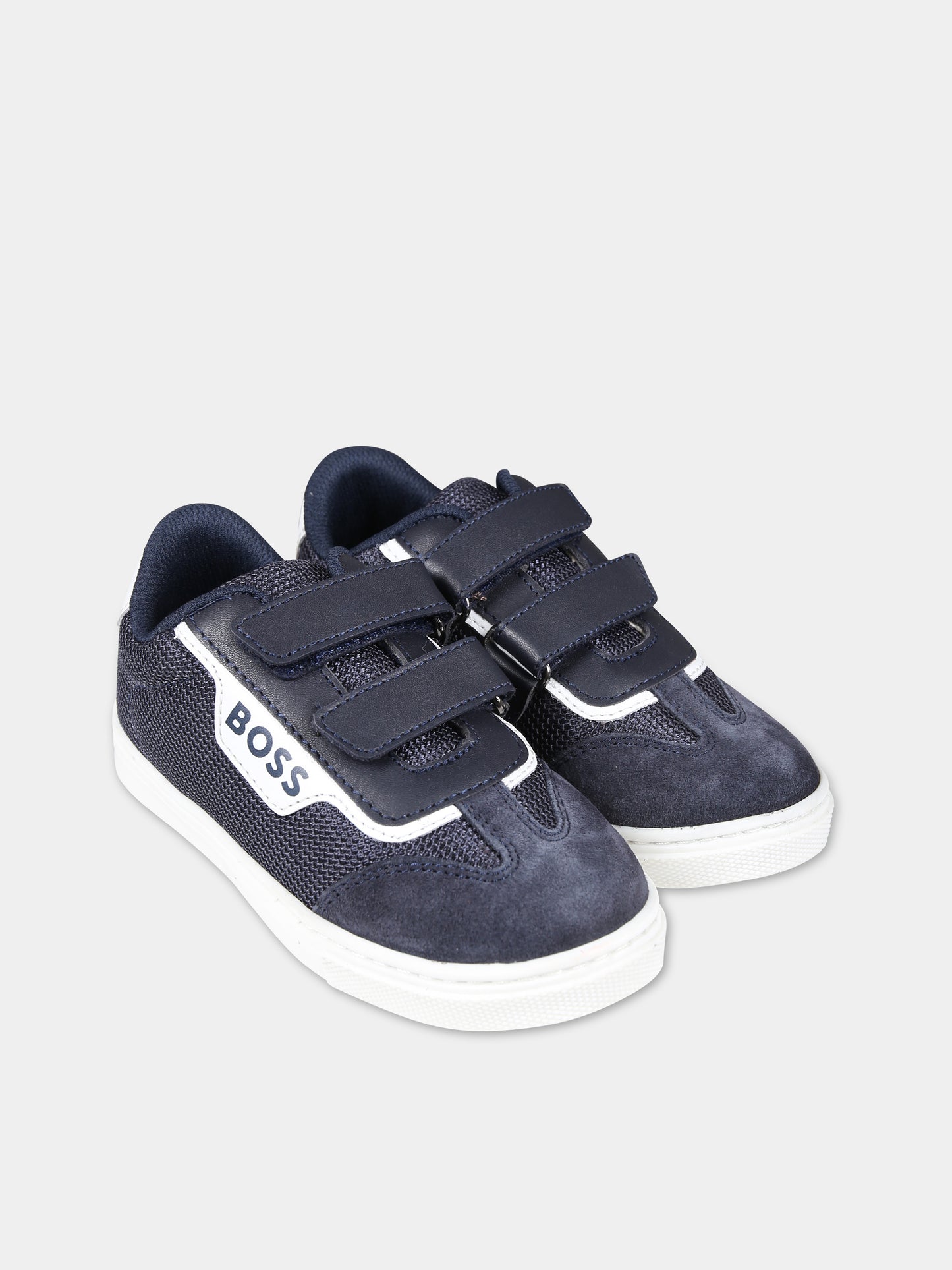 Sneakers basse blu per bambino,Boss,J50874 849