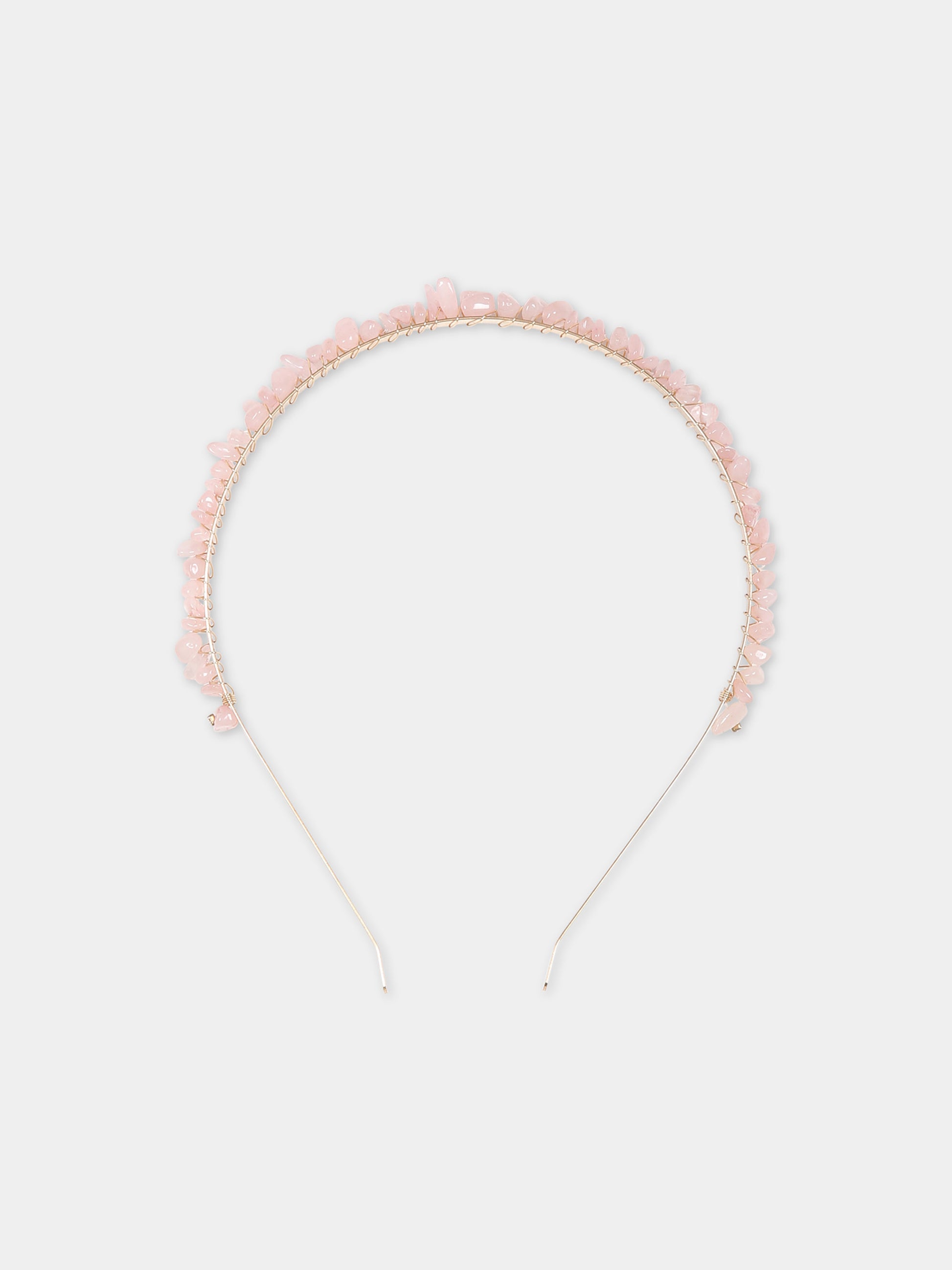 Cerchietto rosa per bambina con pietre,Illy Trilly,PARTY STONE PINK QUARTZ