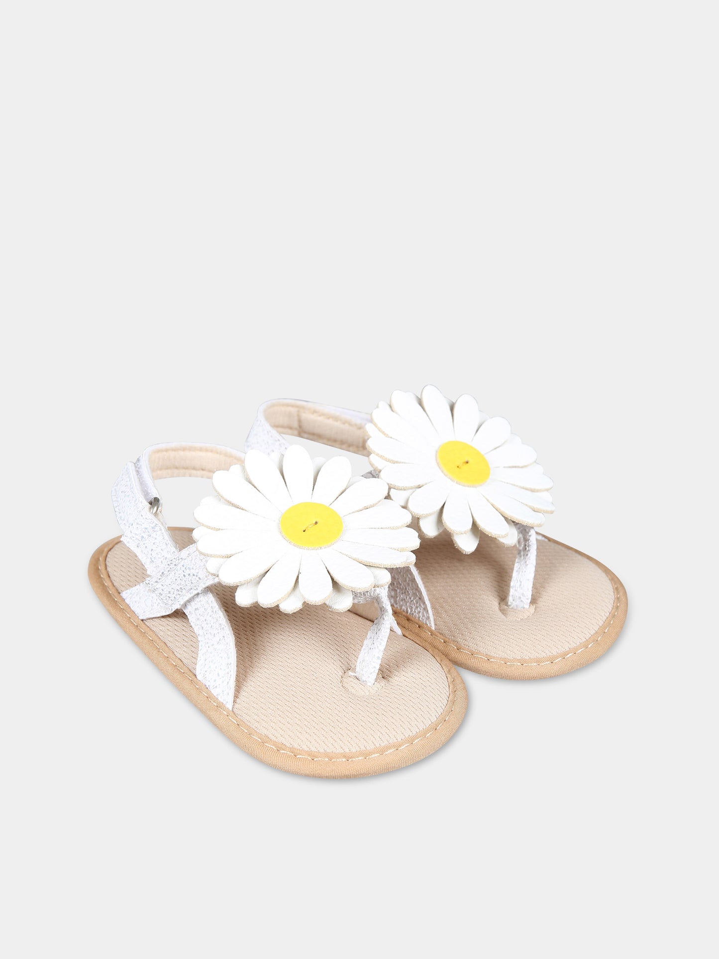 Sandali bianchi per neonata con margherite,Illy Trilly,SANDALS DAISY WHITE