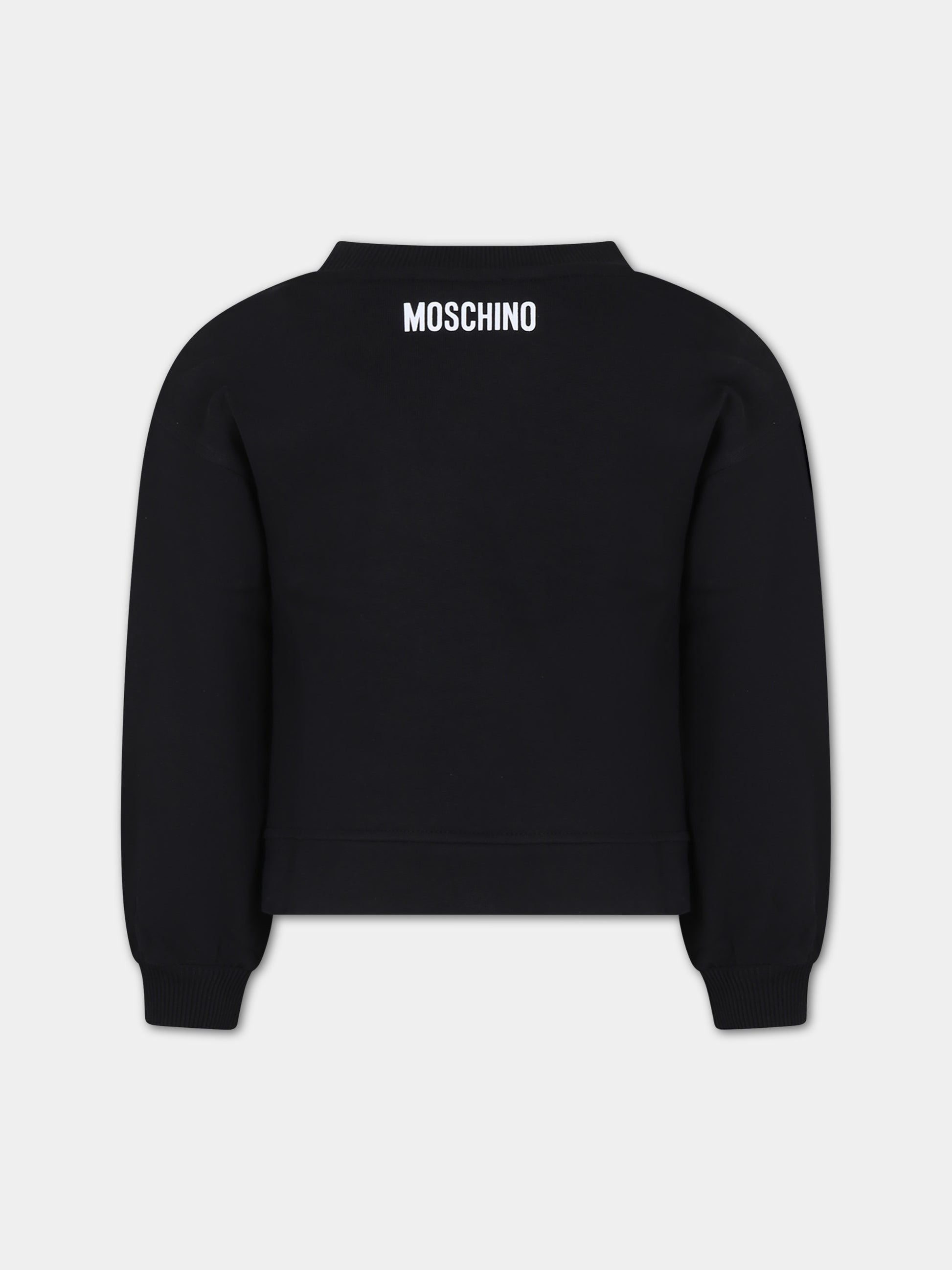 Felpa nera per bambina con punto esclamativo,Moschino Kids,HDF05V LCA75 60100