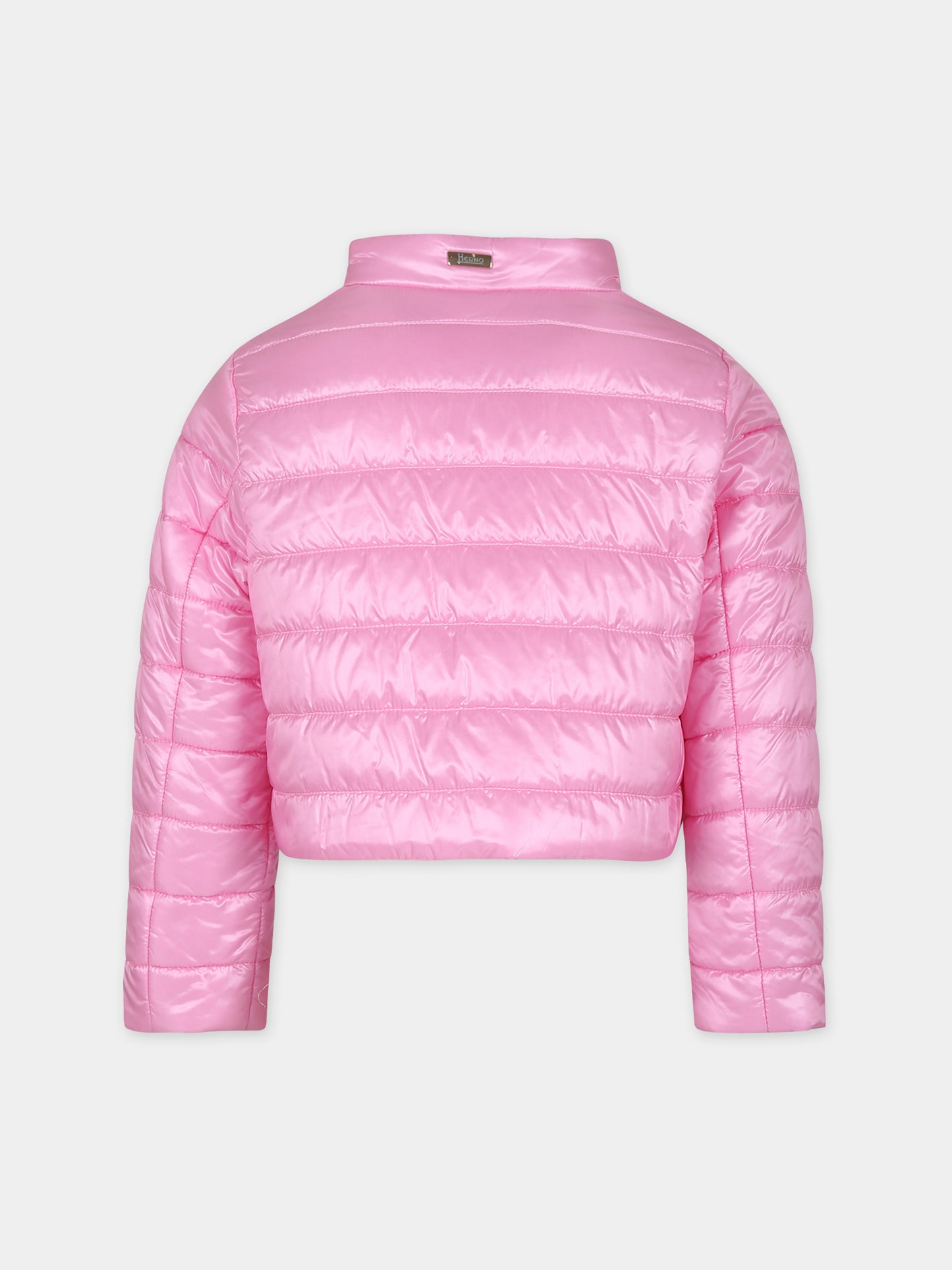 Piumino corto rosa per bambina con logo,Herno Kids,GI000076G 12017 4015