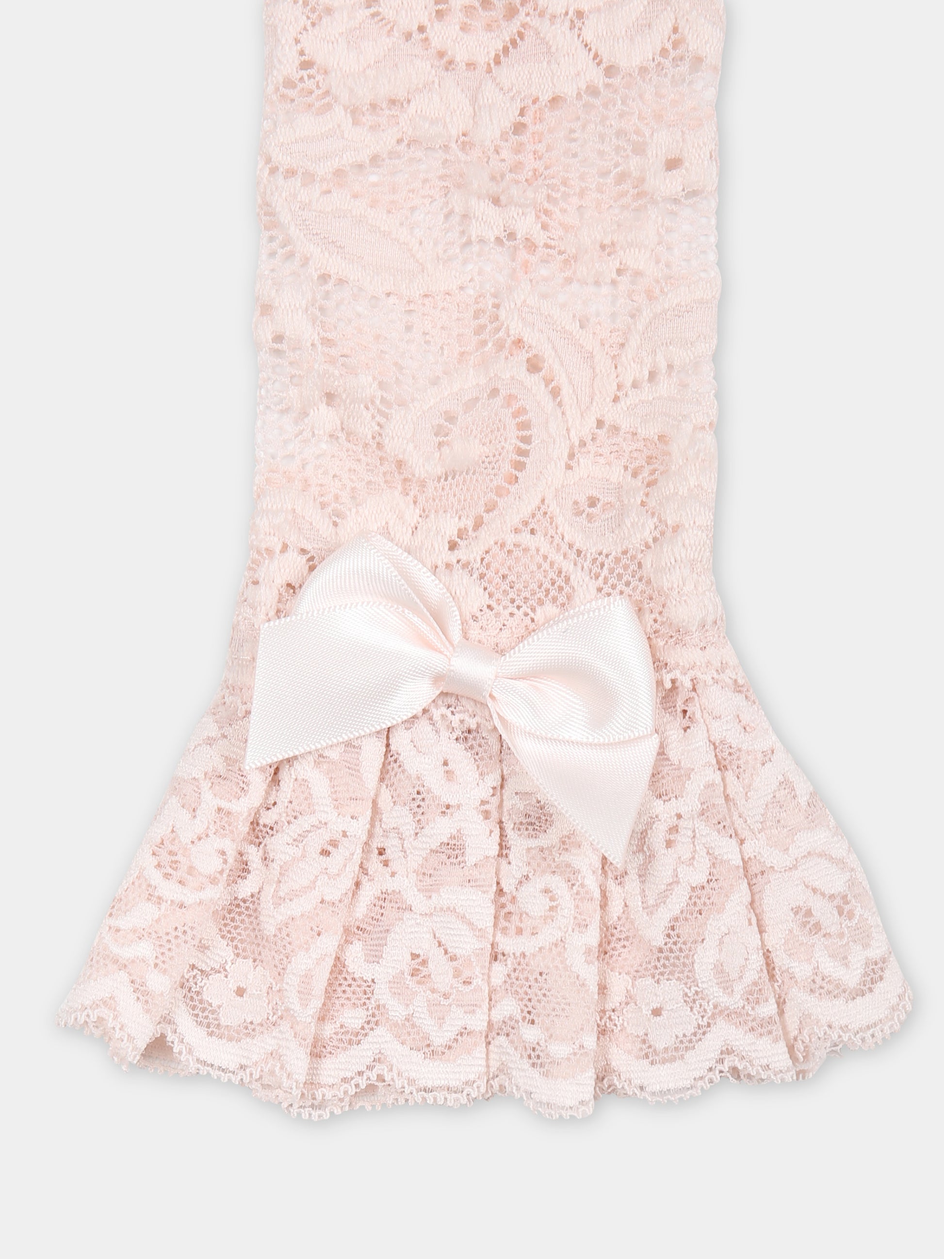 Manicotti rosa per bambina in pizzo macramé,Monnalisa,79C013 3785 0092