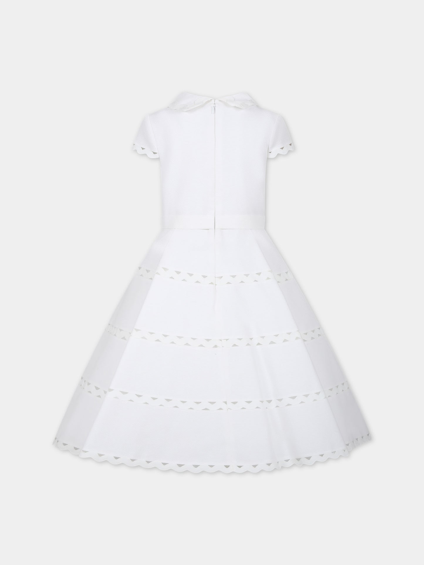 Vestito bianco per bambina con bottoni a fiore e perle,Raffaella,AUDRY ABITO 8