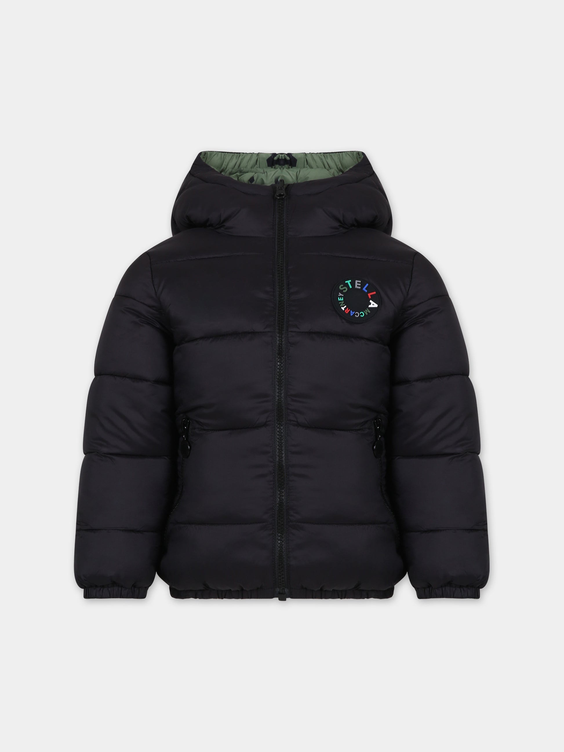 Piumino nero reversibile per bambino con logo,Stella Mccartney Kids,TT2Q77 Z0536 930