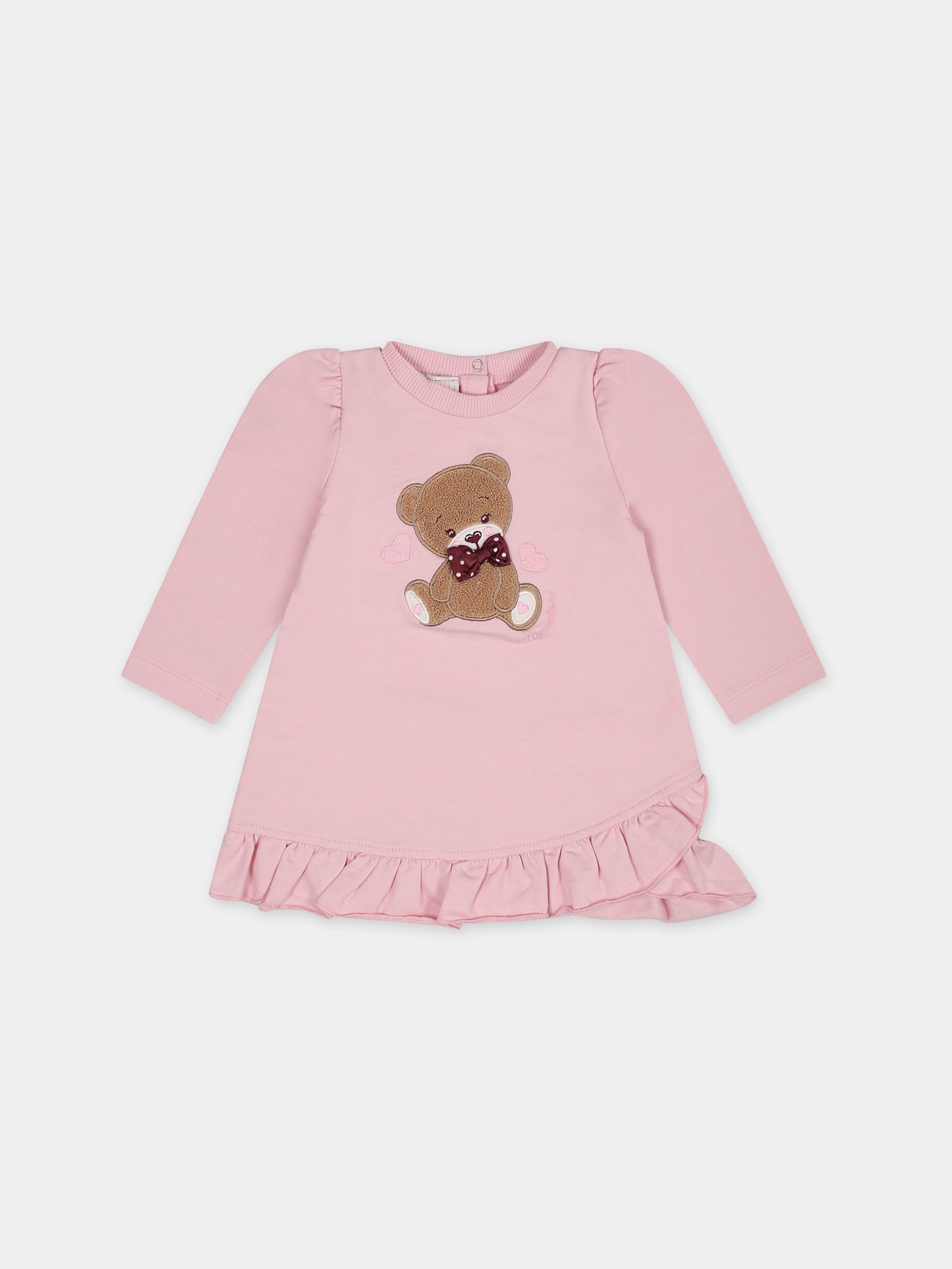 Vestito rosa per neonata con orso,Monnalisa,39B904 2010 0092S