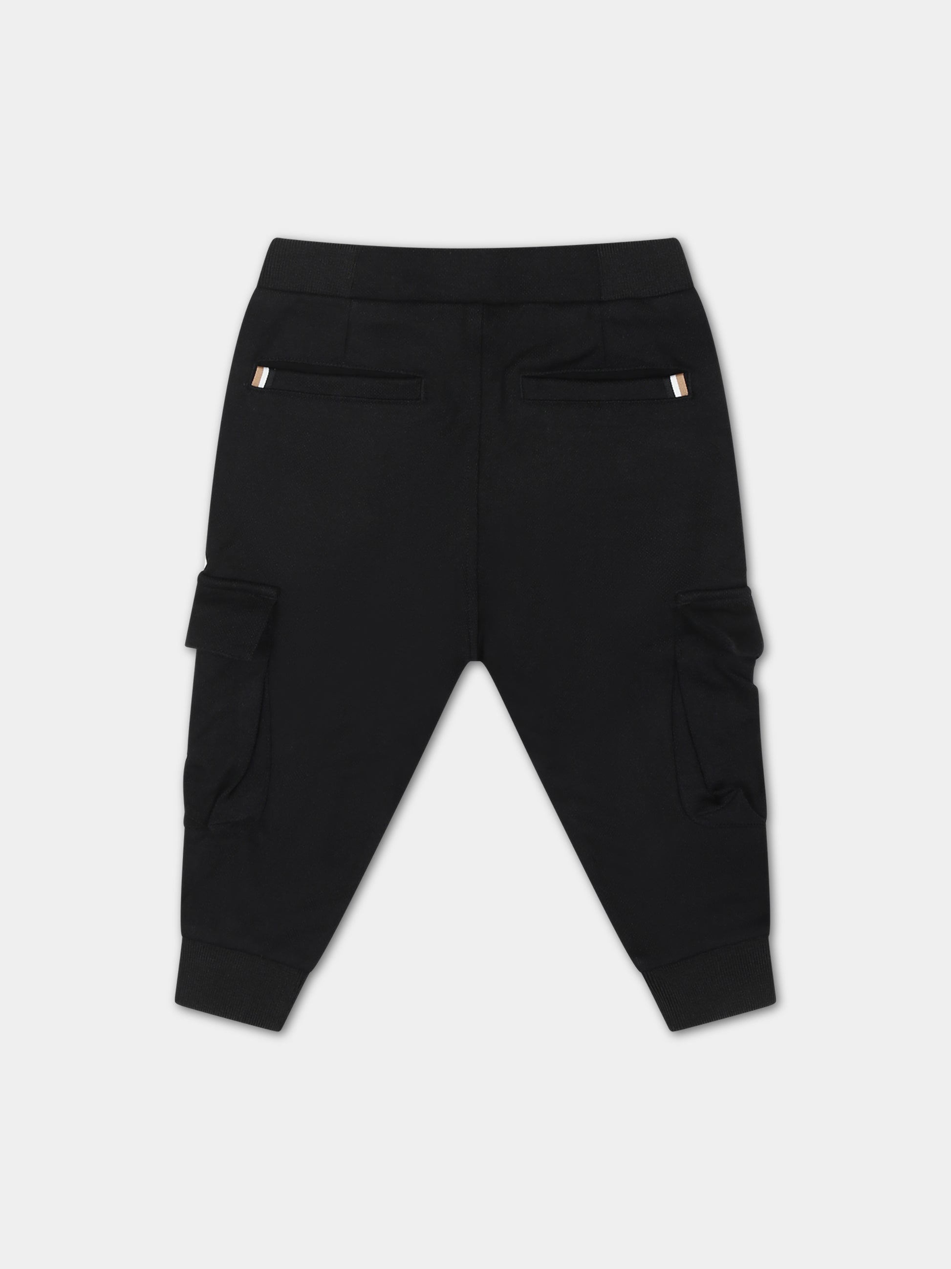 Pantaloni neri per neonato con logo,Boss,J04485 09B