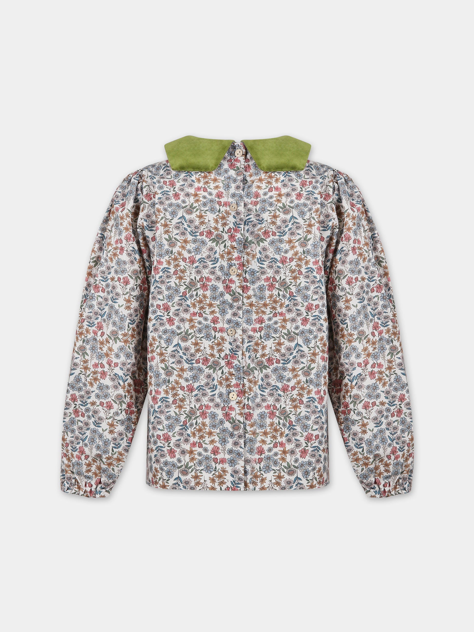 Camicia avorio per bambina con stampa floreale,Farway Milano,FCM01TPG