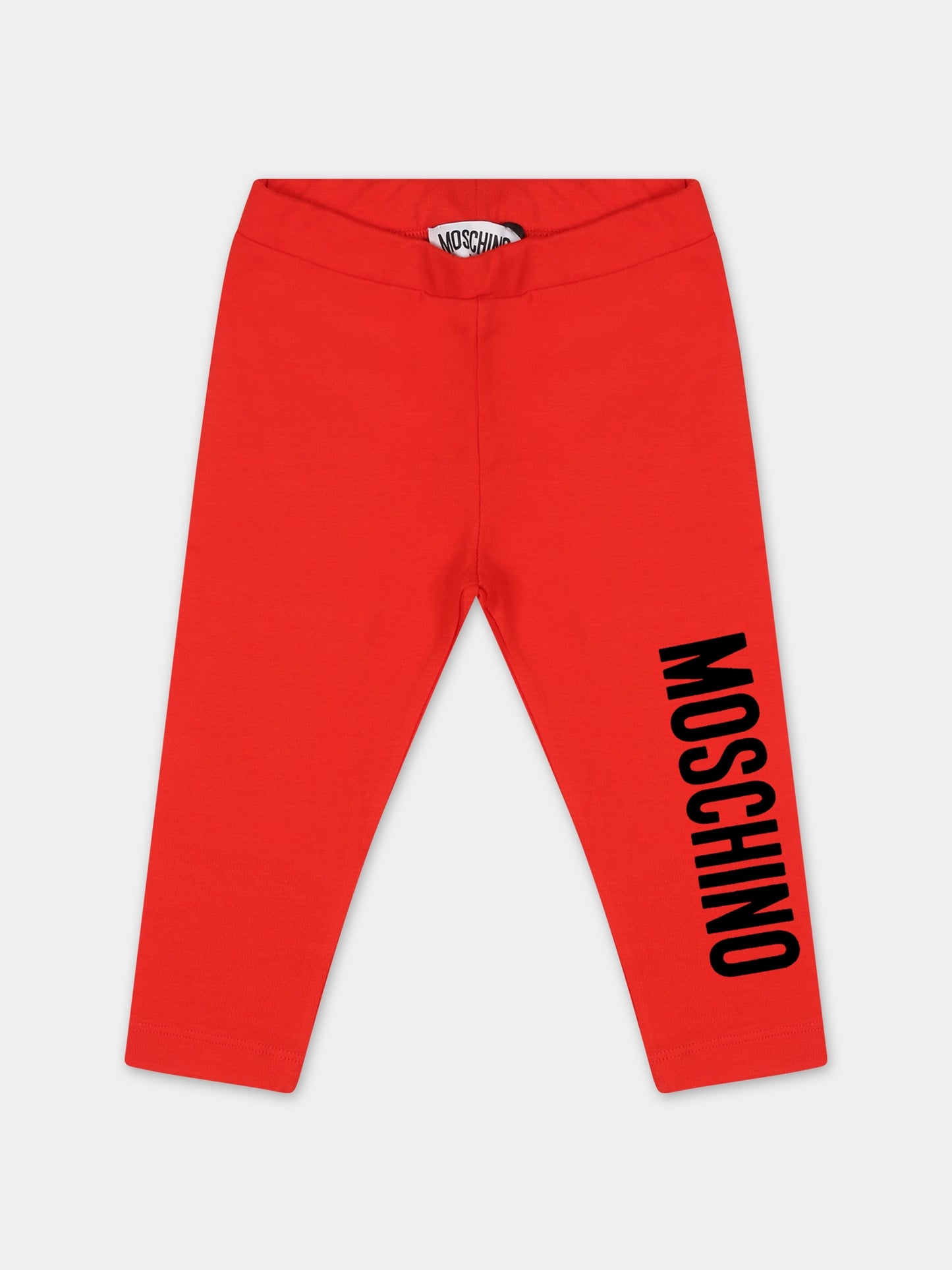Leggings rossi per neonata con logo,Moschino Kids,M3P02N LBA11 50109