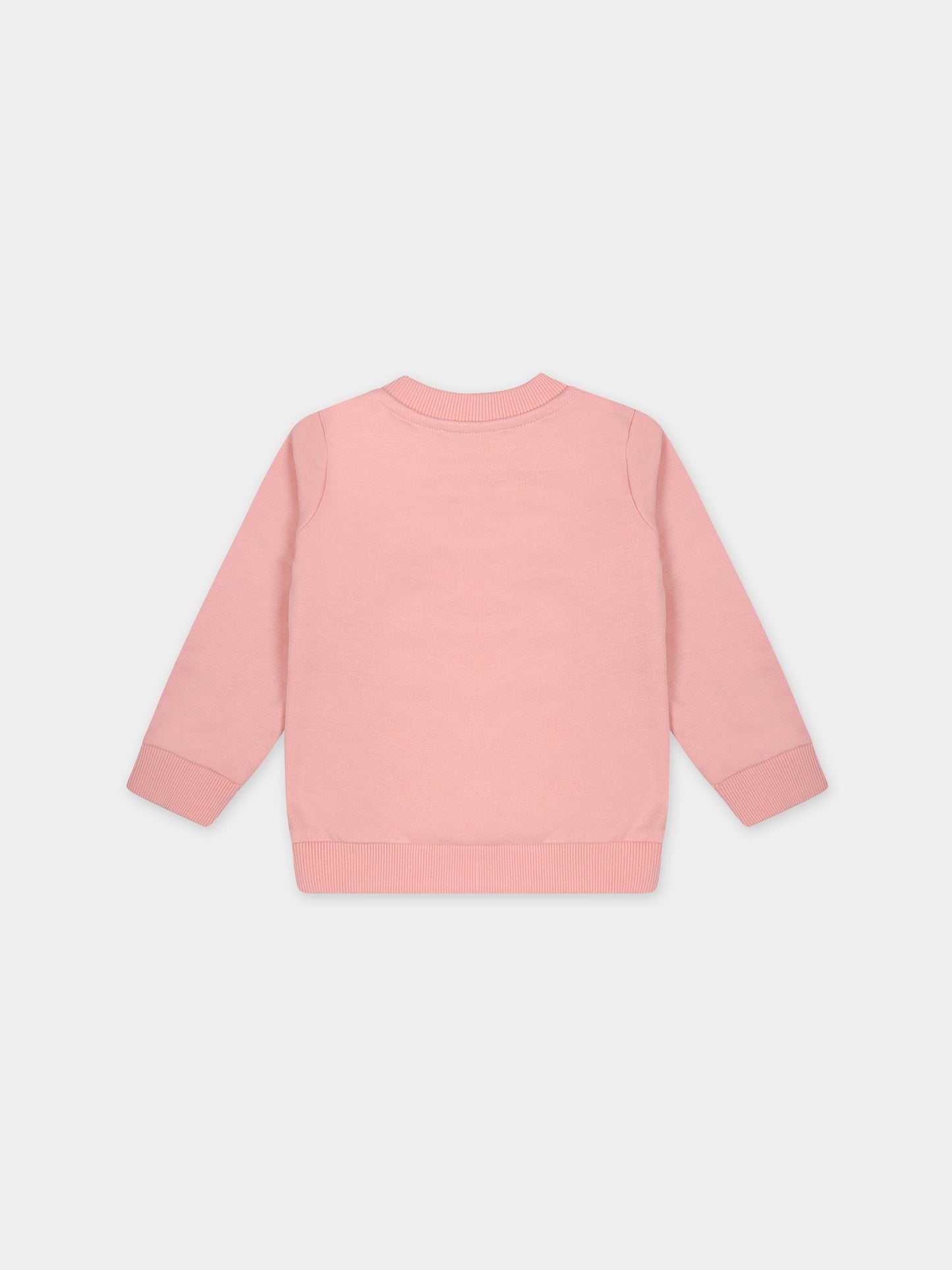 Felpa rosa per neonata con Teddy Bear,Moschino Kids,MOF04Q LCA40 50209