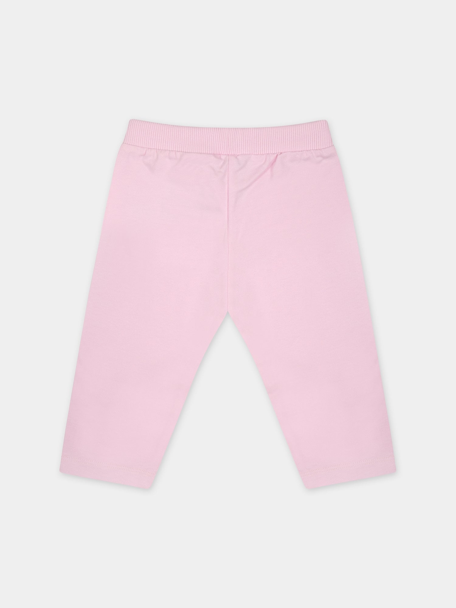 Leggings rosa per neonata con Teddy Bears e logo,Moschino Kids,MRP02R LCA60 51684