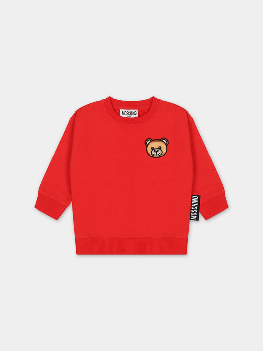 Felpa rossa per neonati con Teddy Bear,Moschino Kids,MTF03Q LCA60 50109