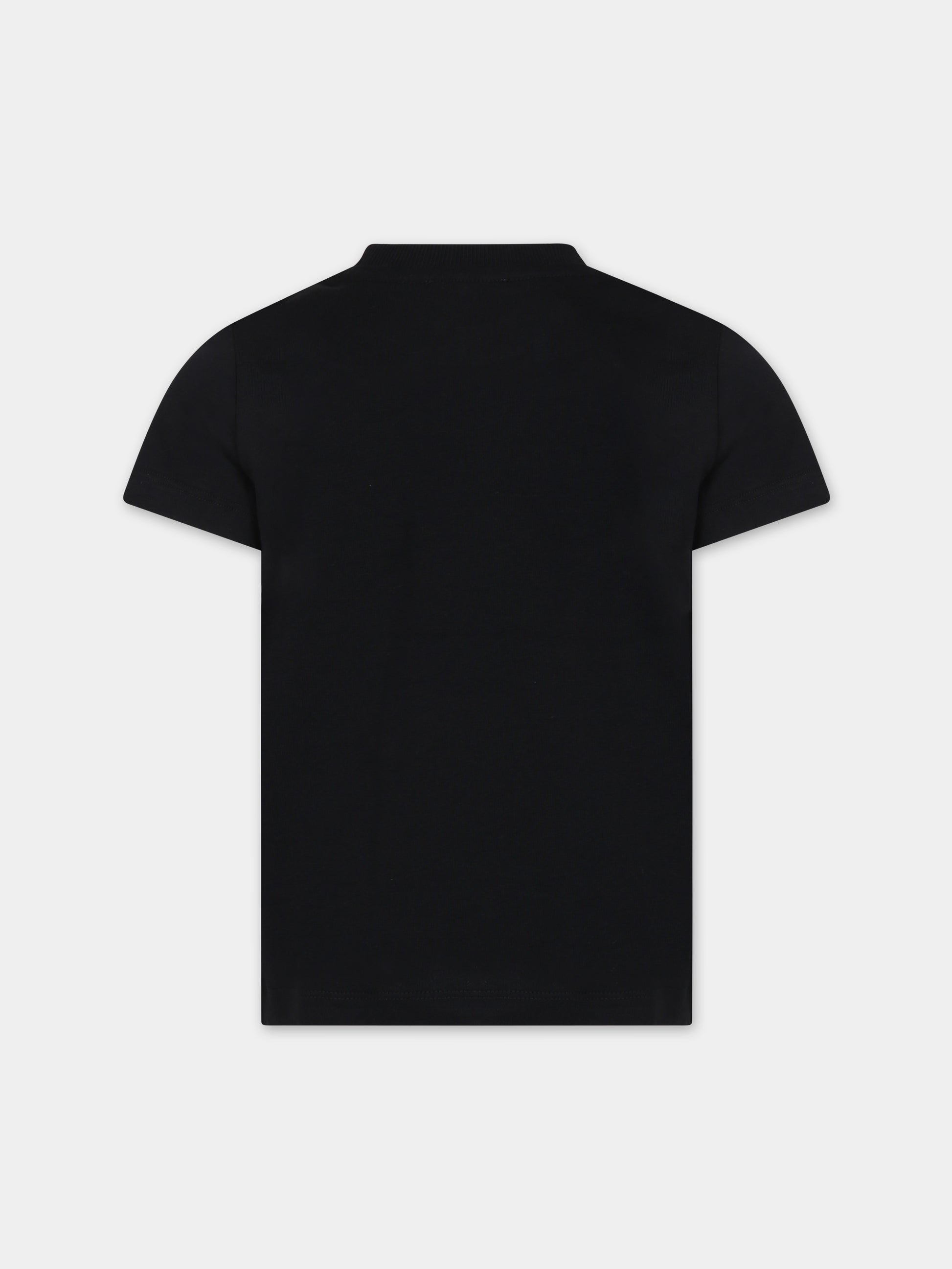 T-shirt nera per bambino con Teddy Bears e logo,Moschino Kids,HTM03U LAA20 60100