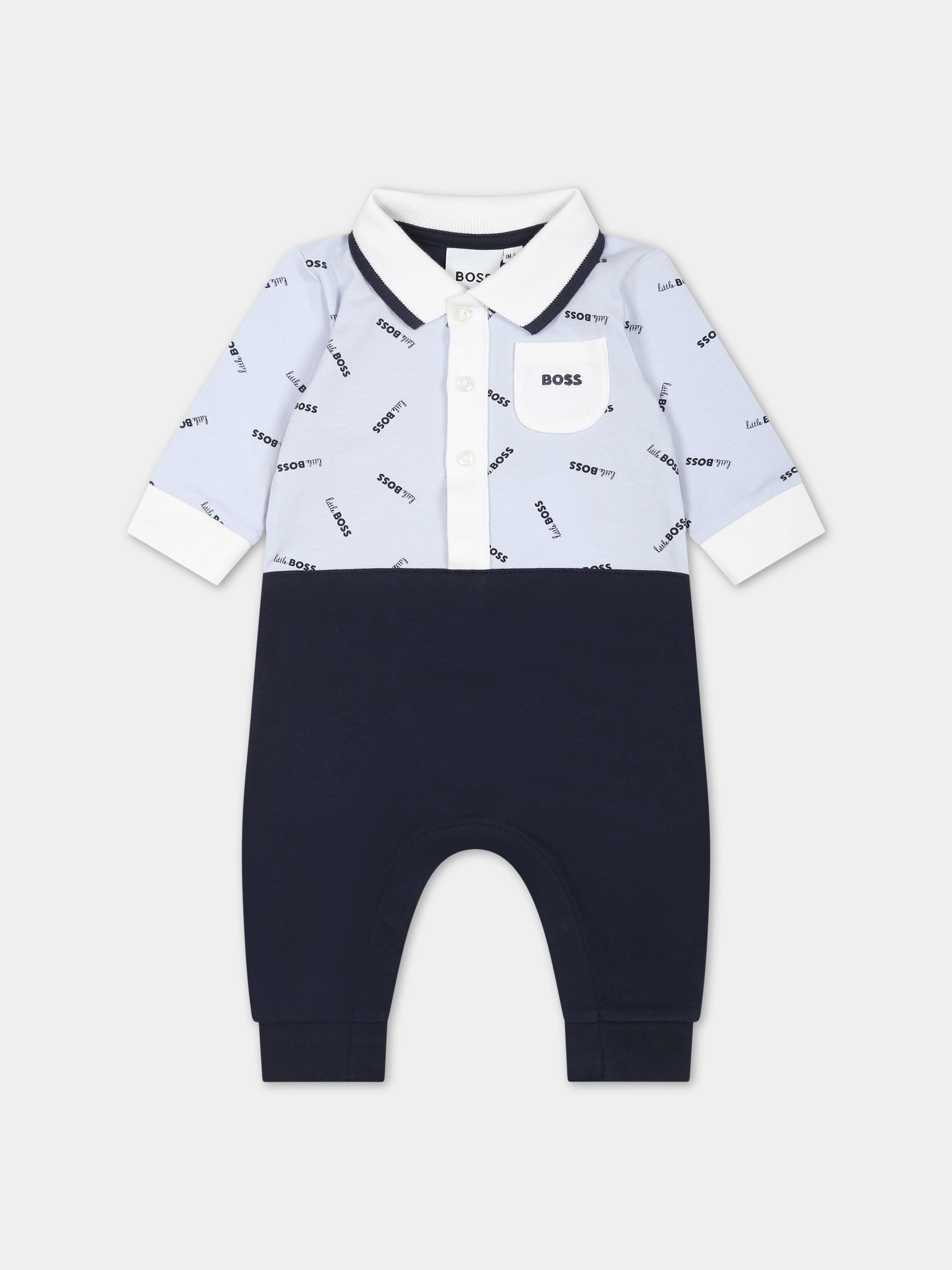 Tutina blu per neonato con logo,Hugo Boss,J94325 771