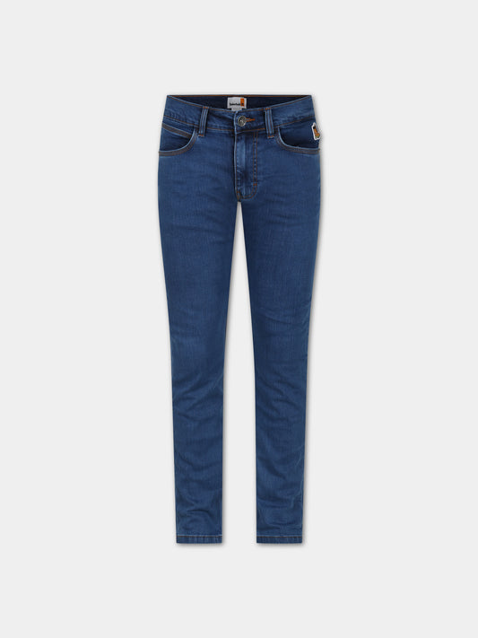 Jeans blu per bambino con patch,Timberland,T24C09 Z25