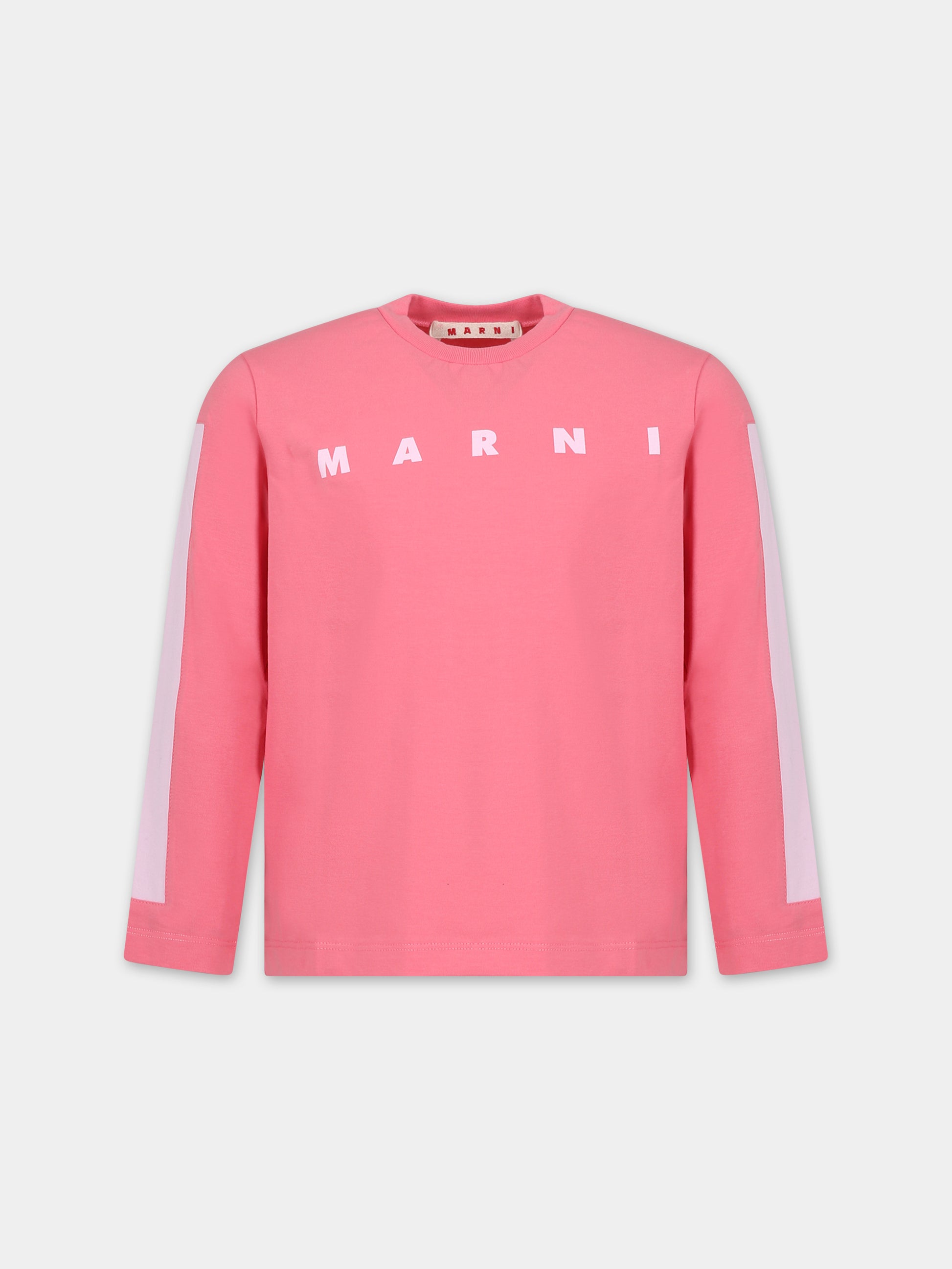 T-shirt rosa per bambina con logo,Marni Kids,M00870 0M338
