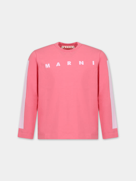 T-shirt rosa per bambina con logo,Marni Kids,M00870 0M338