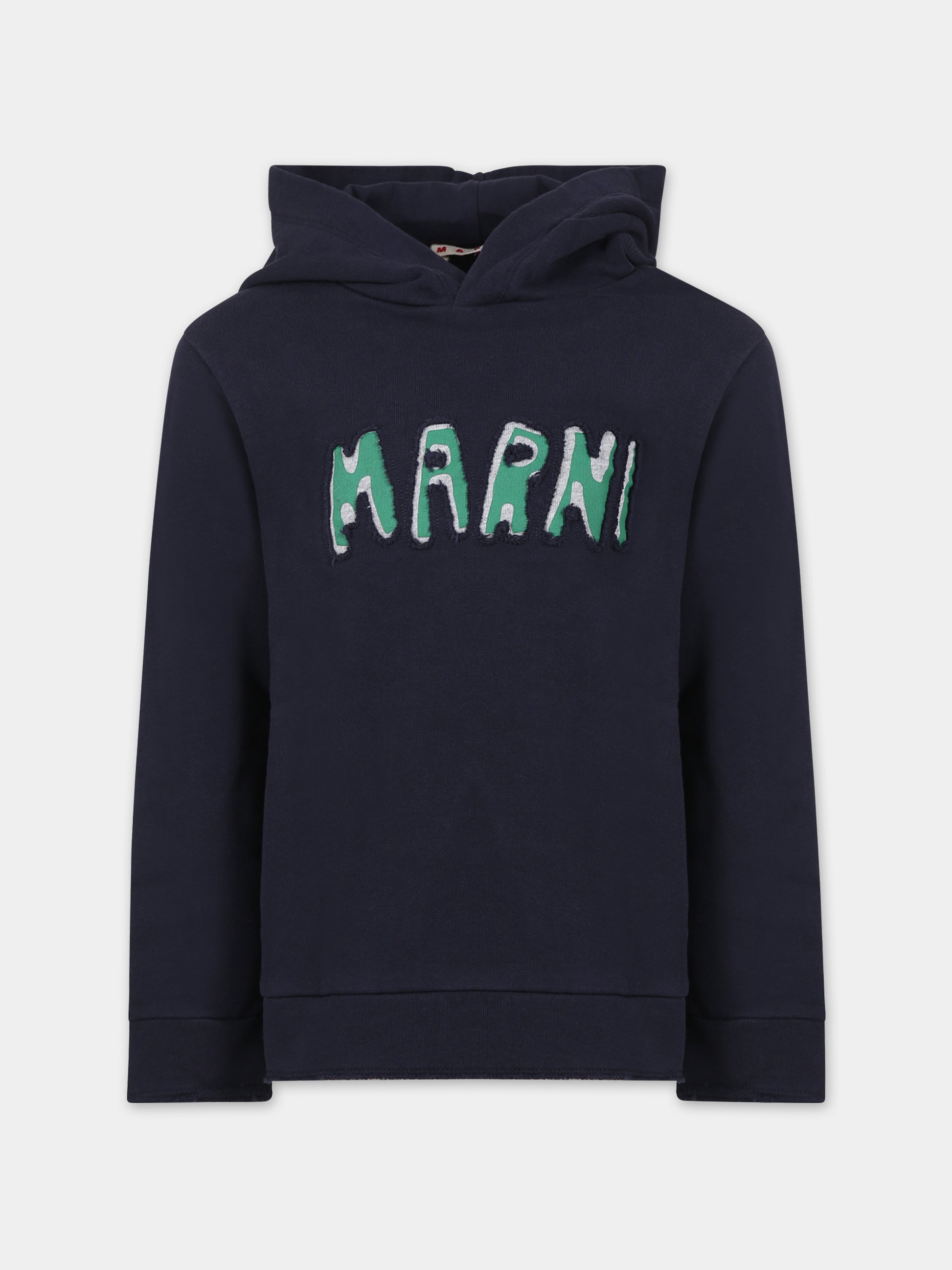 Felpa blu per bambini con logo,Marni Kids,M00820 0M803