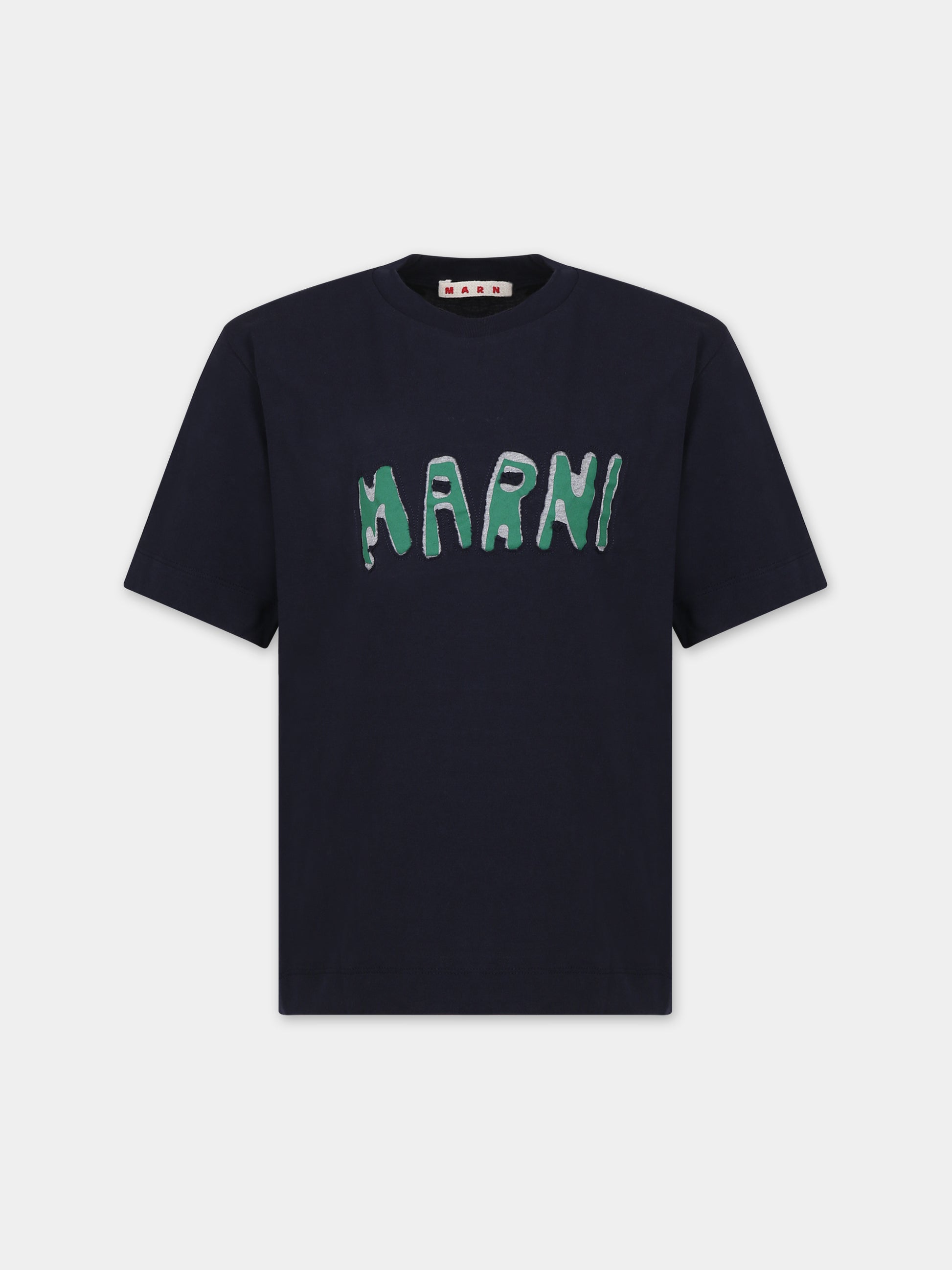 T-shirt blu per bambini con logo,Marni Kids,M00921 0M803