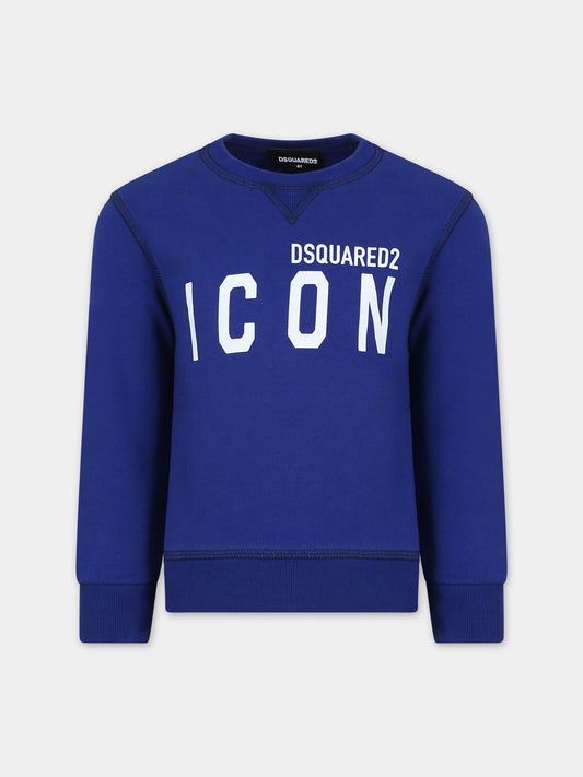 Felpa blu per bambino con logo,Dsquared2,DQ049U D002Y DQ861