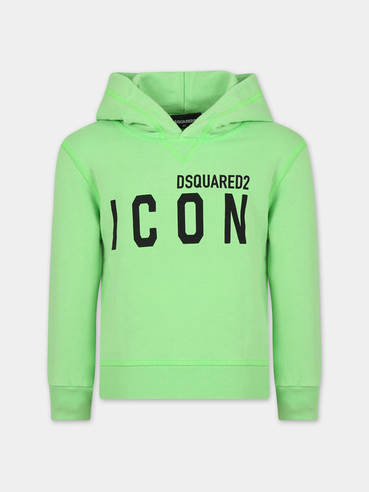 Felpa verde per bambino con logo,Dsquared2,DQ049V D002Y DQ511