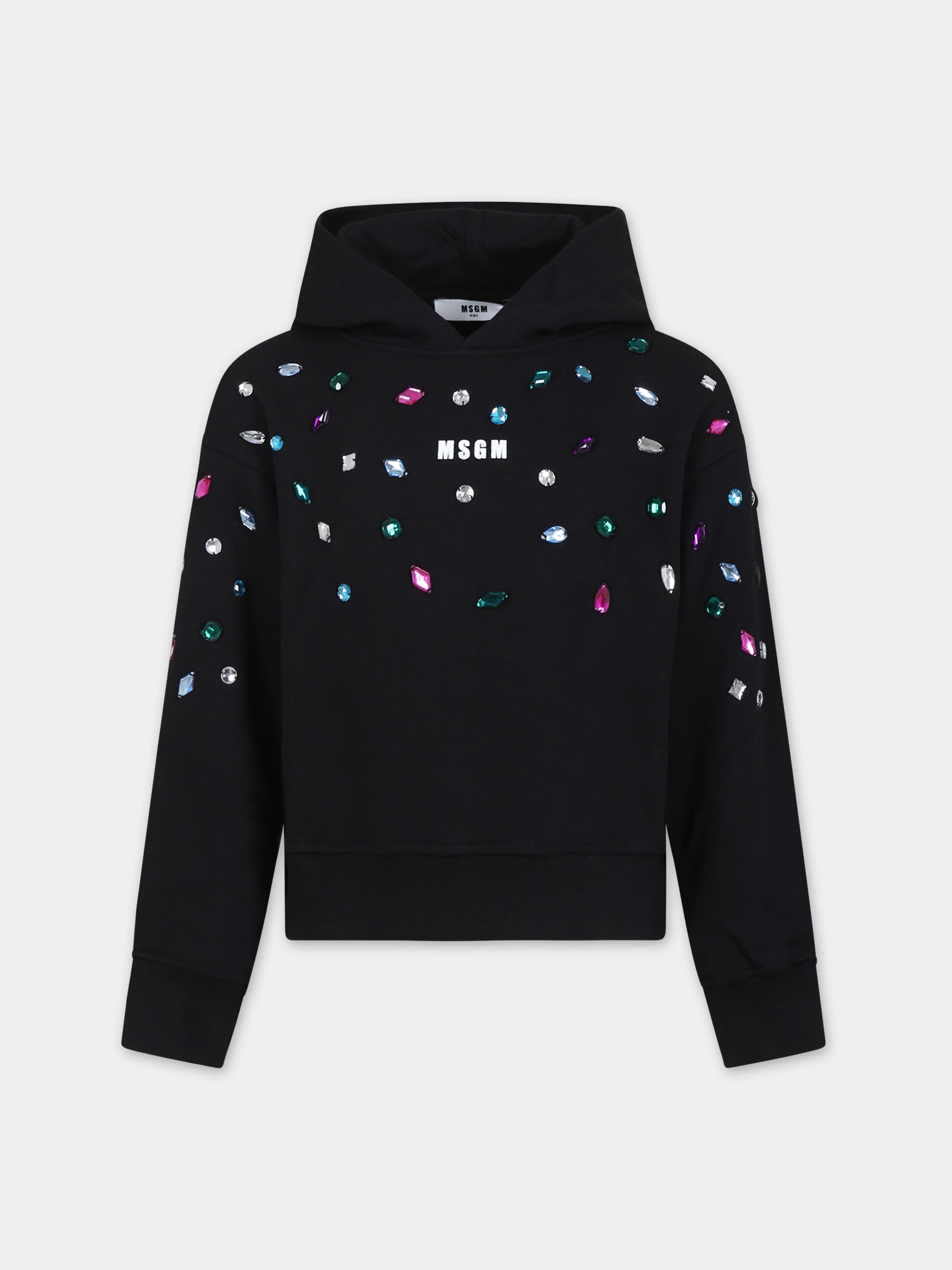 Felpa nera per bambina con logo,Msgm Kids,F3MSJGHS086 110