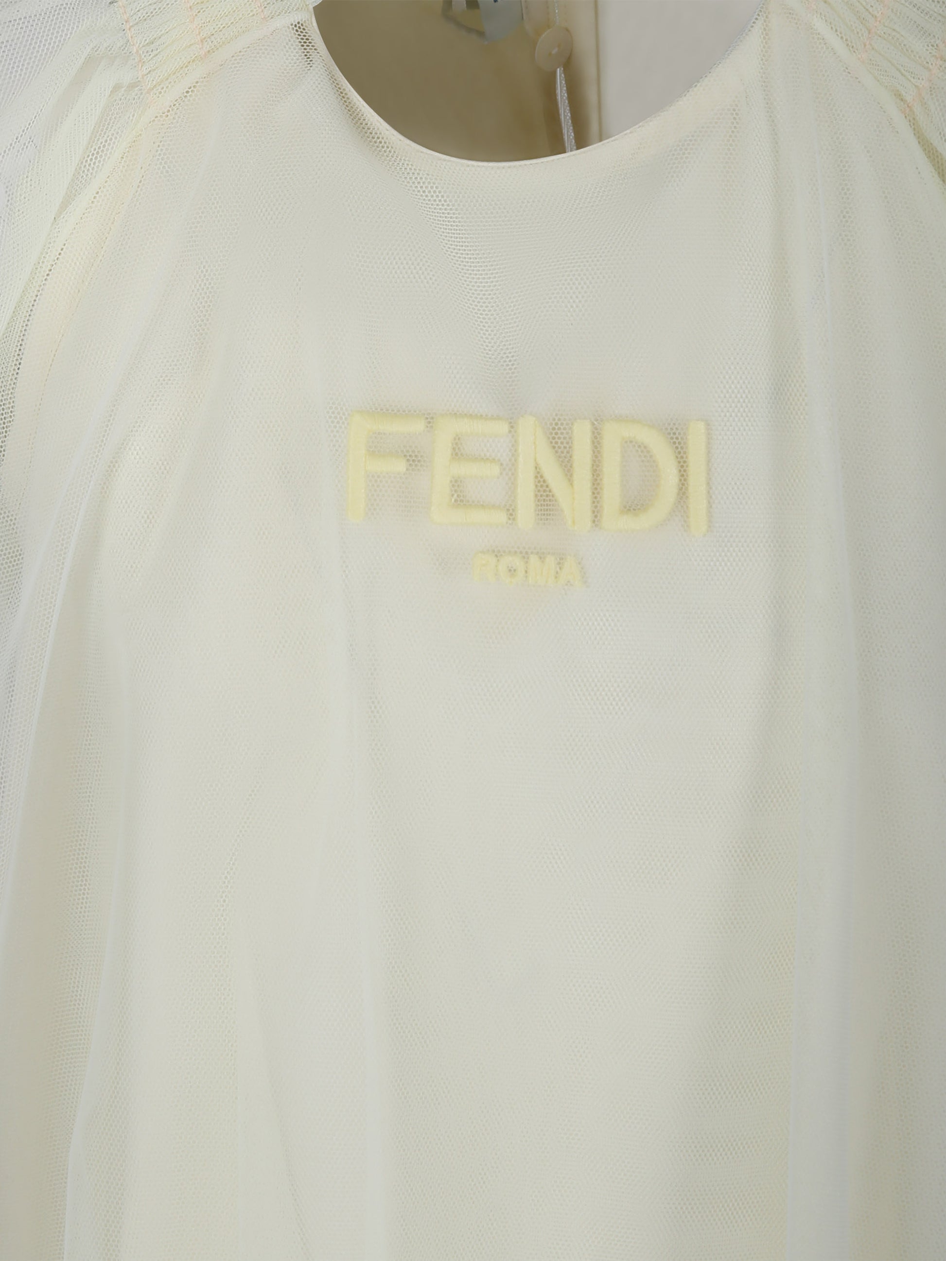 Vestito giallo per bambina con logo Fendi,Fendi Kids,JFB680 AEXX F0JNH