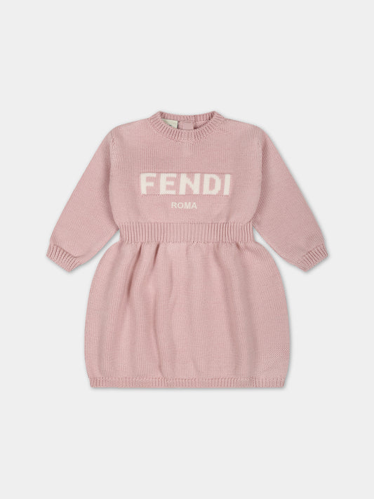 Vestito rosa per neonata con logo,Fendi Kids,BFG069 AOCH F1M26